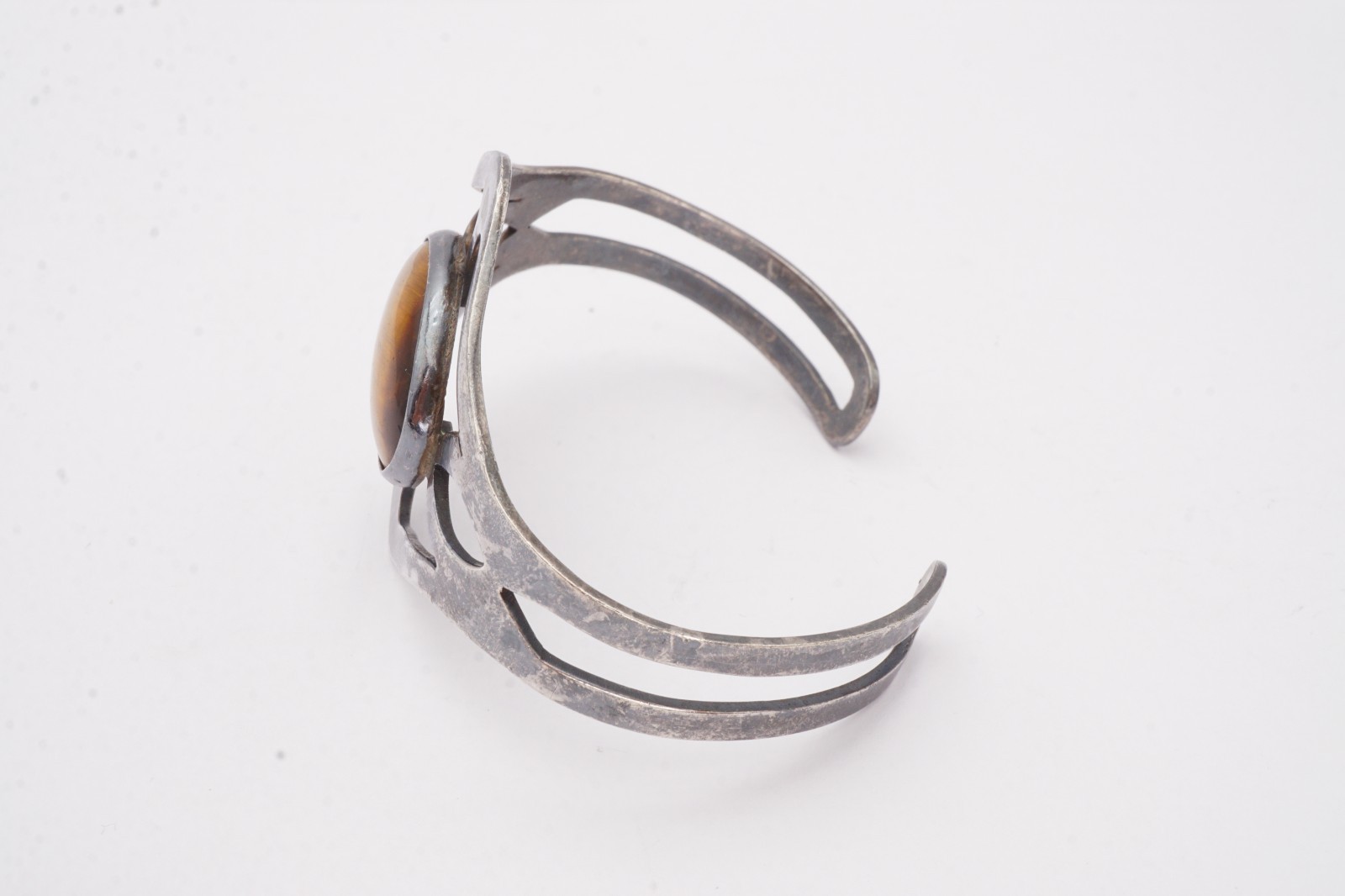 Vintage Sterling Silver 925 Tigers Eye Cuff Bracelet 6.5″