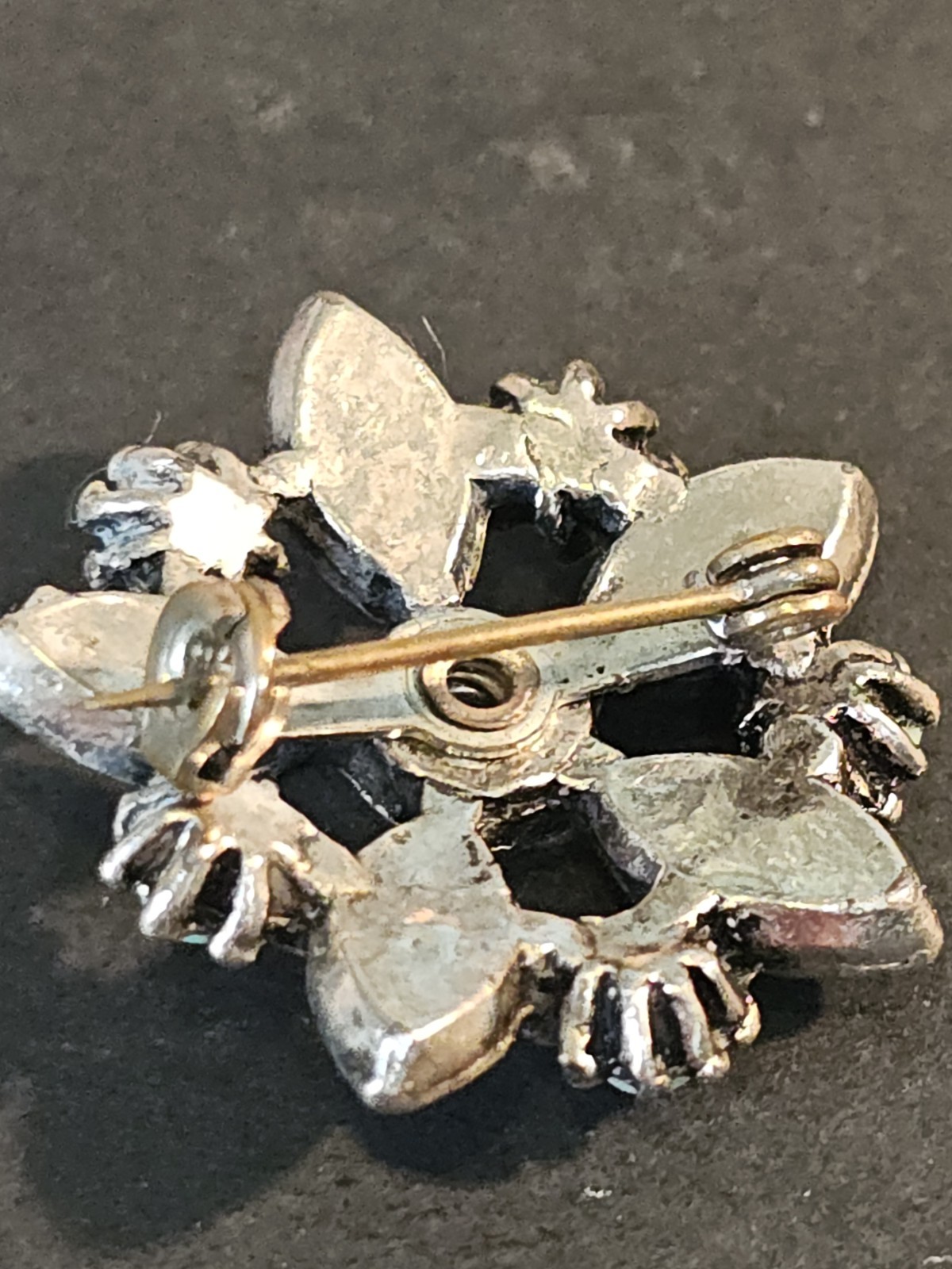 Vintage Star Flower Brooch Turquoise Look Silver Tone Pin Mexican Style Unsigned