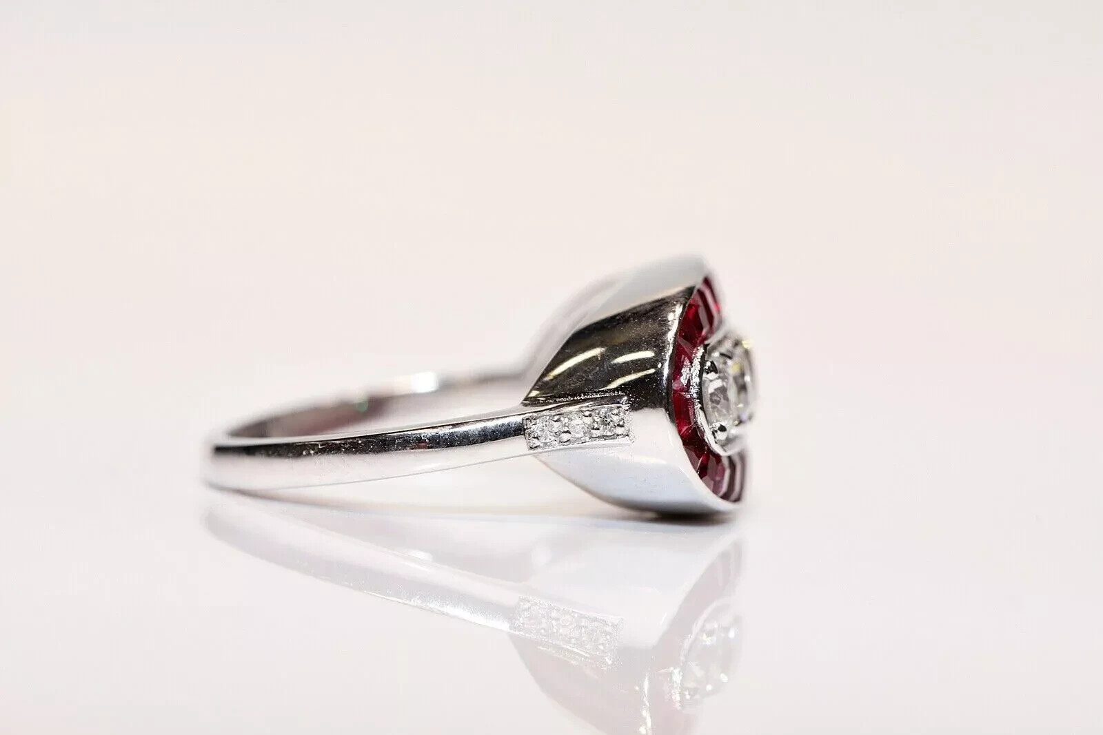 Art Deco Style 2.25Ct Lab Created Diamond Circa Navette Wedding 14K Gold FN Ring