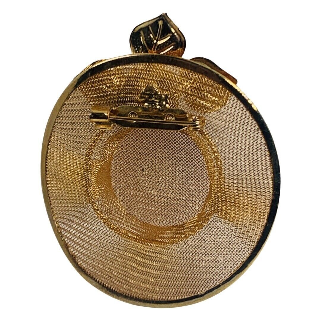 Gold Tone Sun Hat Brooch 2.5″ Pin