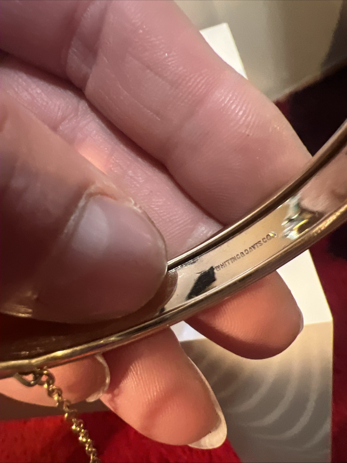Vtg Whiting & Davis Gold Tone Victorian Revival Bangle Bracelet Floral See Pics