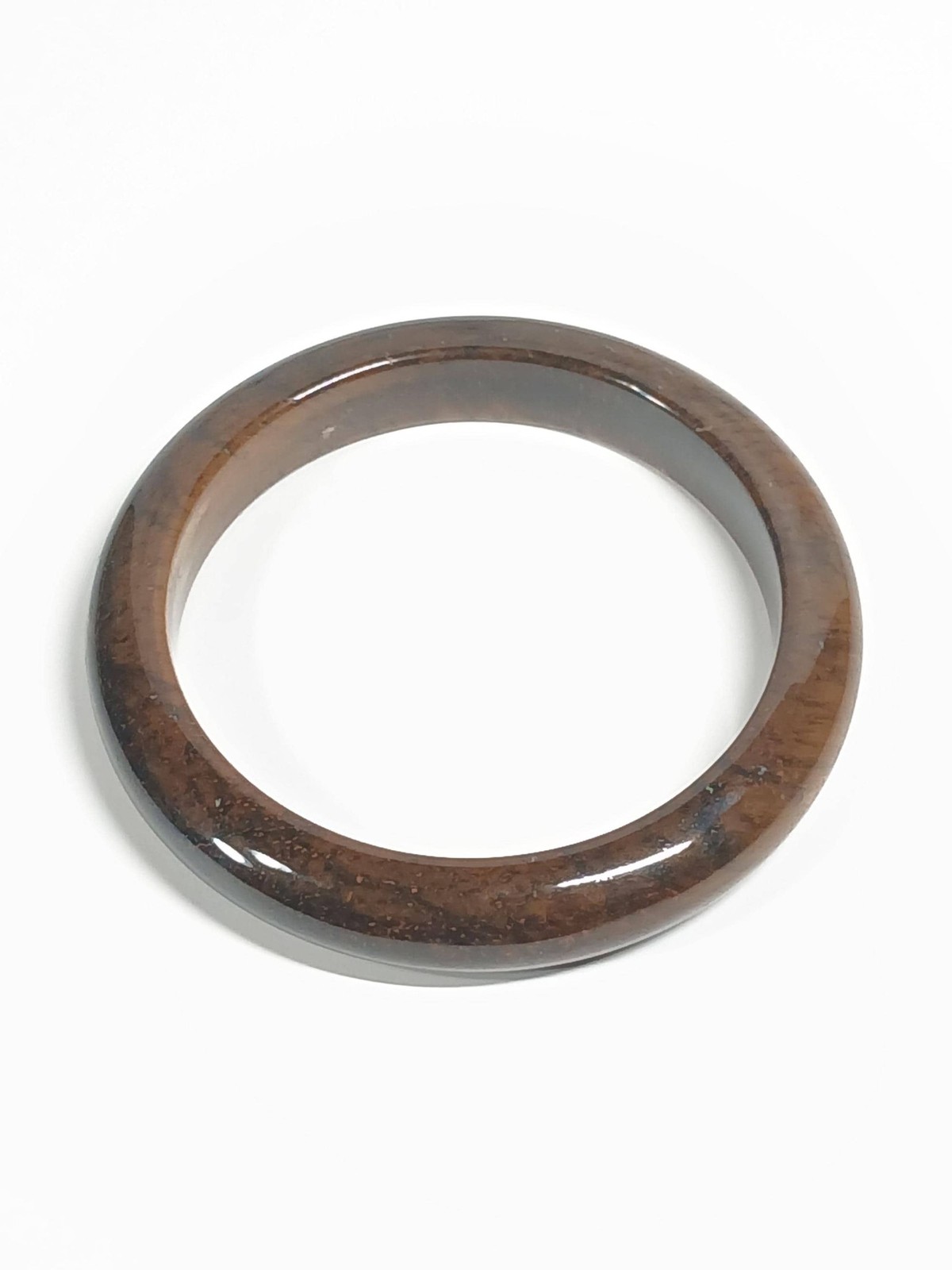 Golden Brown Jadeite Bangle 67mm Tiger Vein Pattern