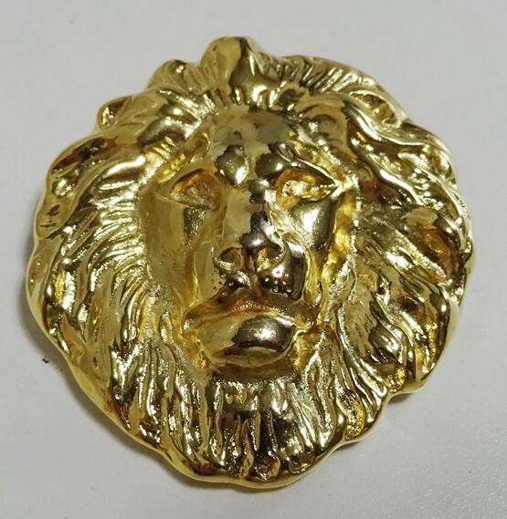 Large 1 5/8″ Vintage Leo Lion Lion’s Head Gold Plated Brooch Pin Ann Klein