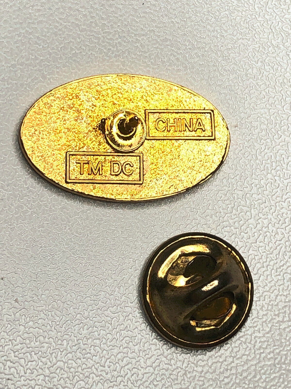 Vintage Batman Gold Tone Logo TM DC Comics Promo Pin with Butterfly Clutch Back