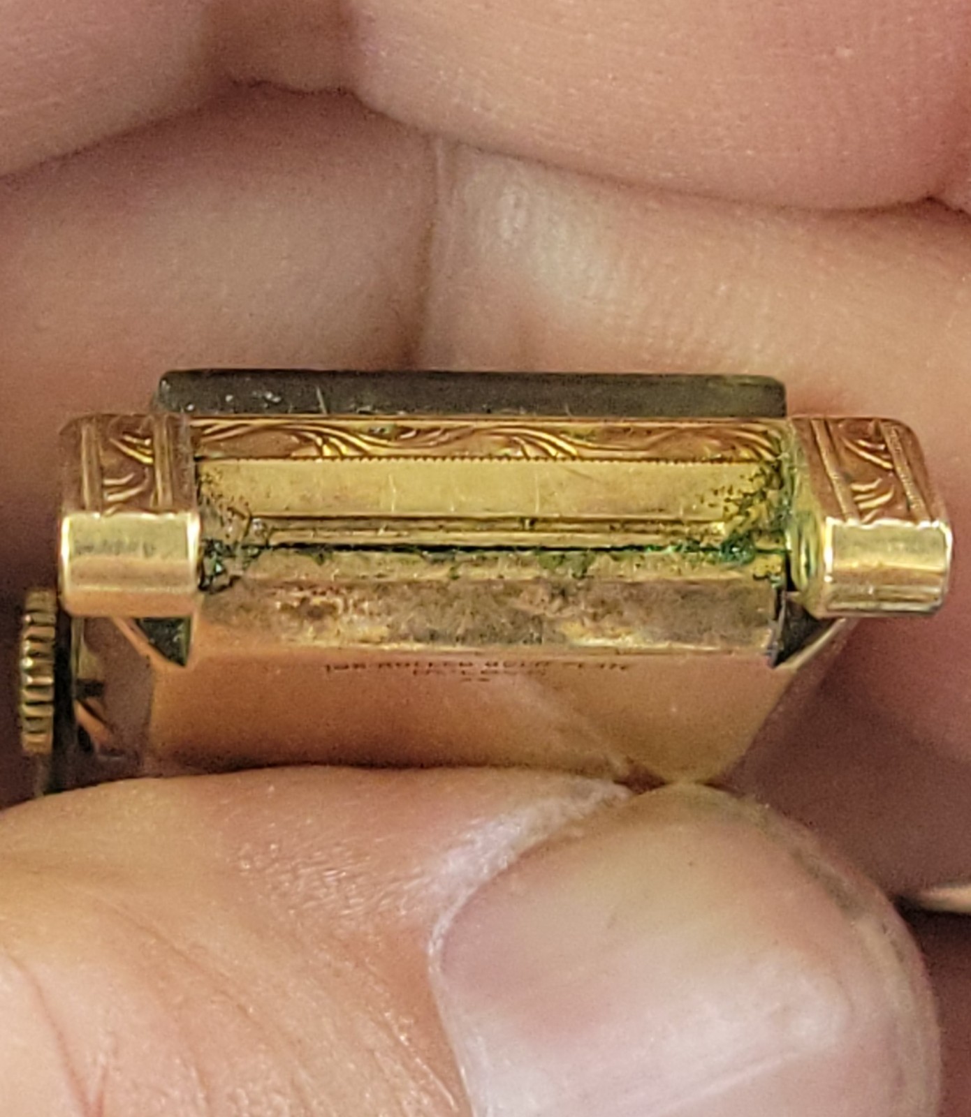 Vintage Bulova 10K Rolled Gold Plate Wristwatch With 3 Diamond Dial c1948