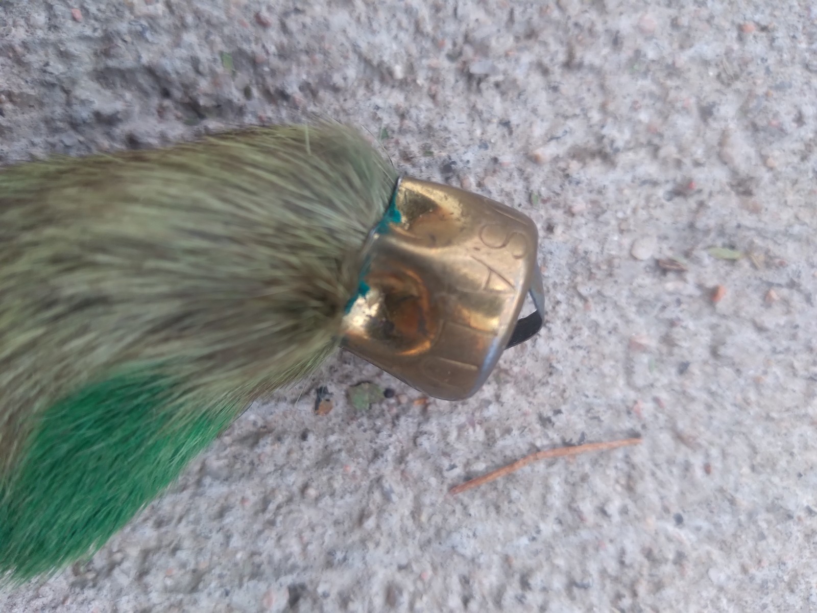 Vintage Rabbit Foot Good Luck Charm USA Green Marked CHARM USA