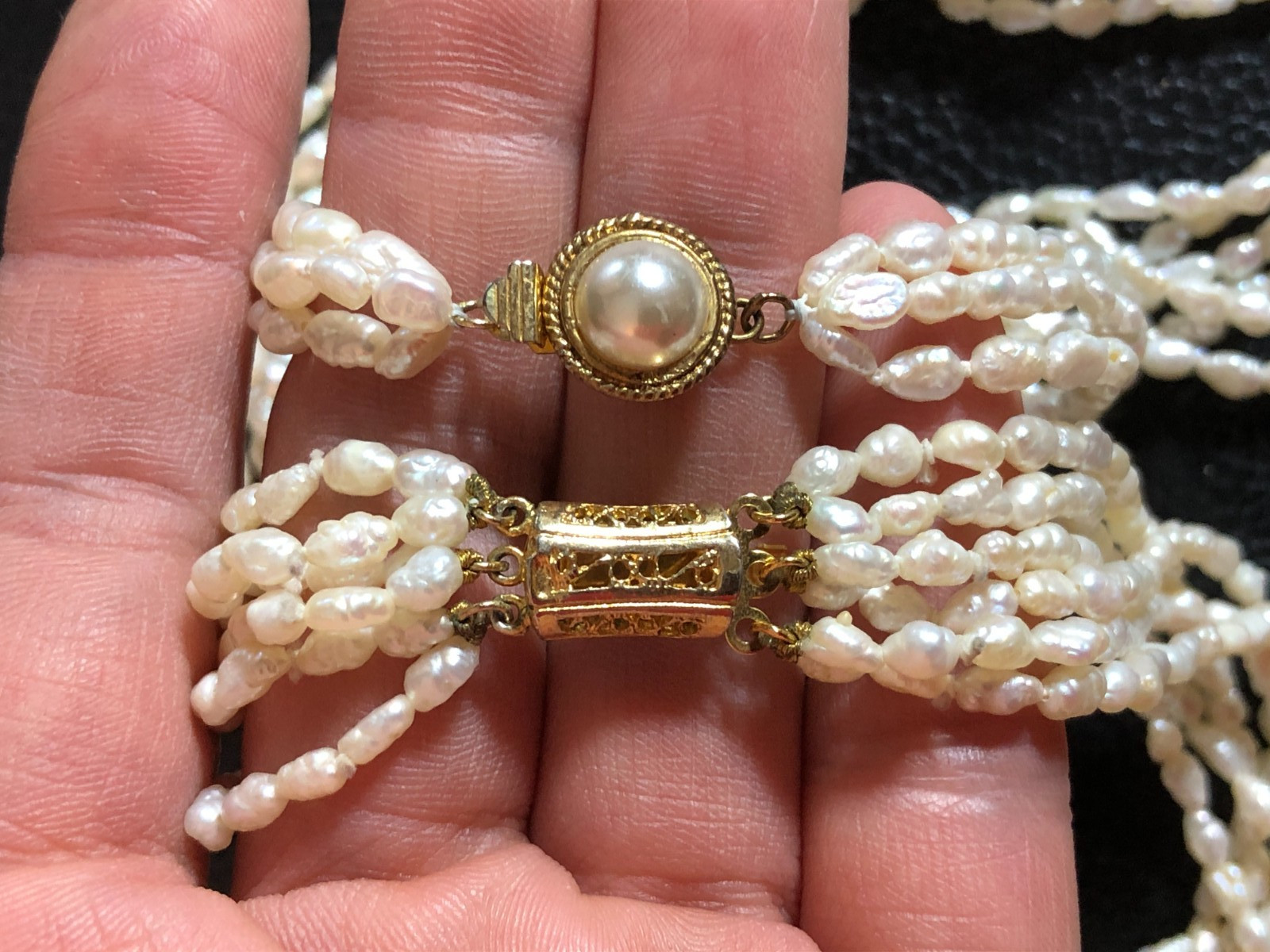 Vintage Cultured Freshwater Pearl Multi Strand Necklace Opera Lnth +Bracelet P12