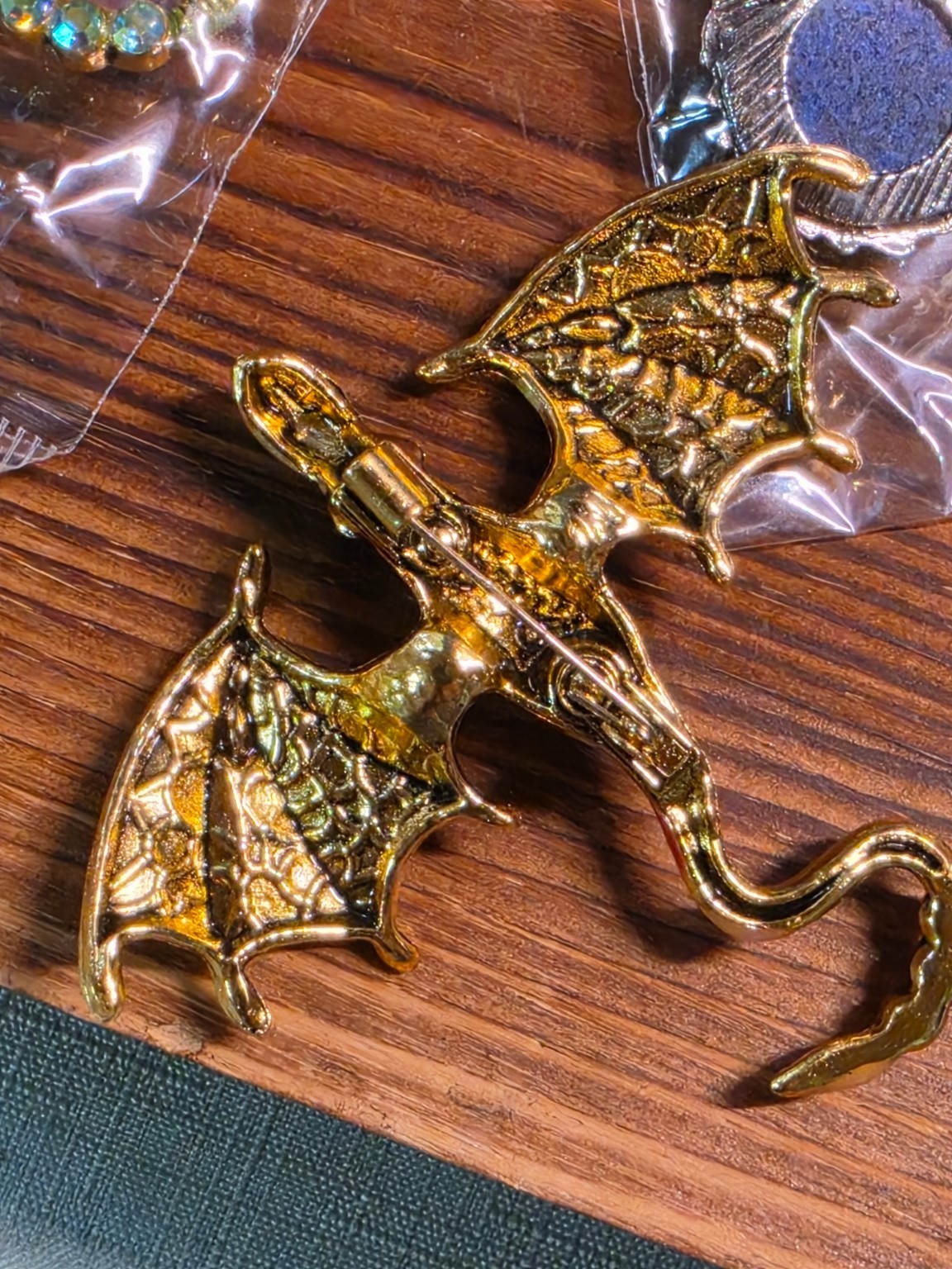 Dragon Jewelry Lot Brooch Pins & Pendant Fantasy Rhinestone Enamel Gold Tone New