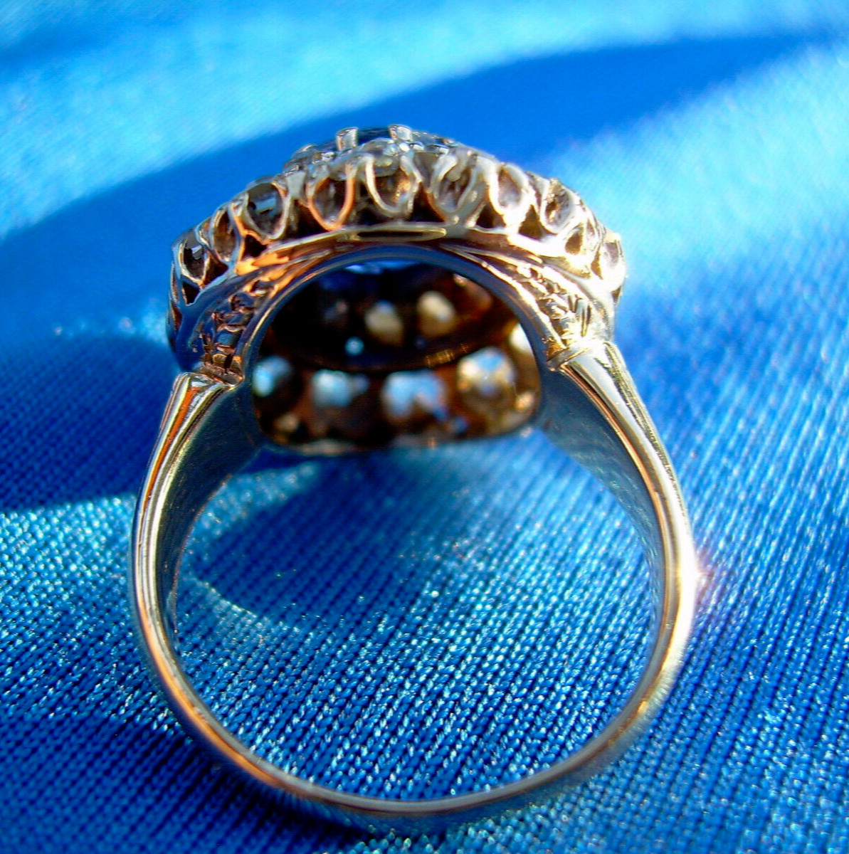 Original EARTH MINED SAPPHIRE DIAMOND Engagement Ring Antique Victorian 14K GOLD