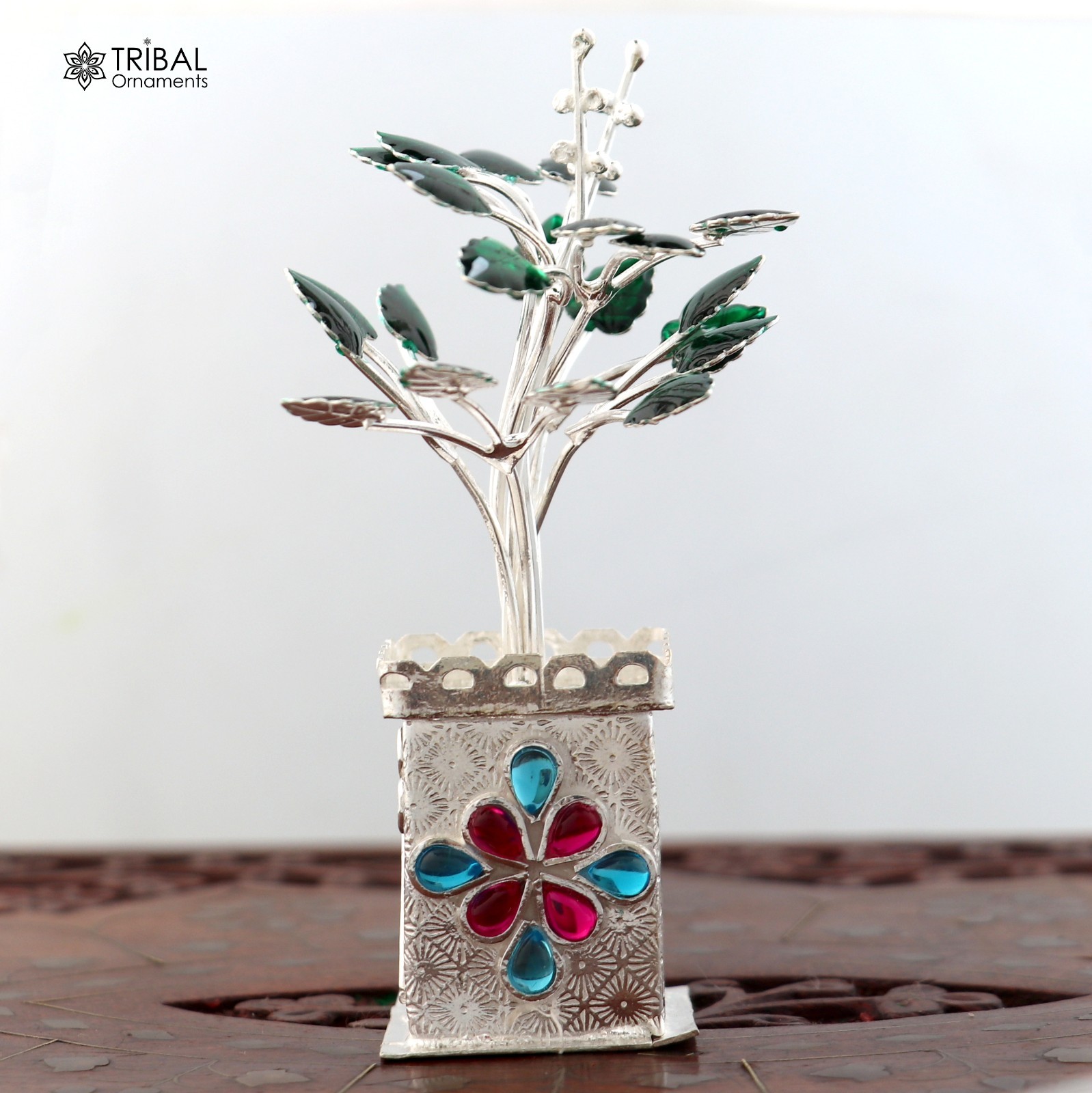 925sterling silver tulsi plant basil rosary plant for puja temple article su1396
