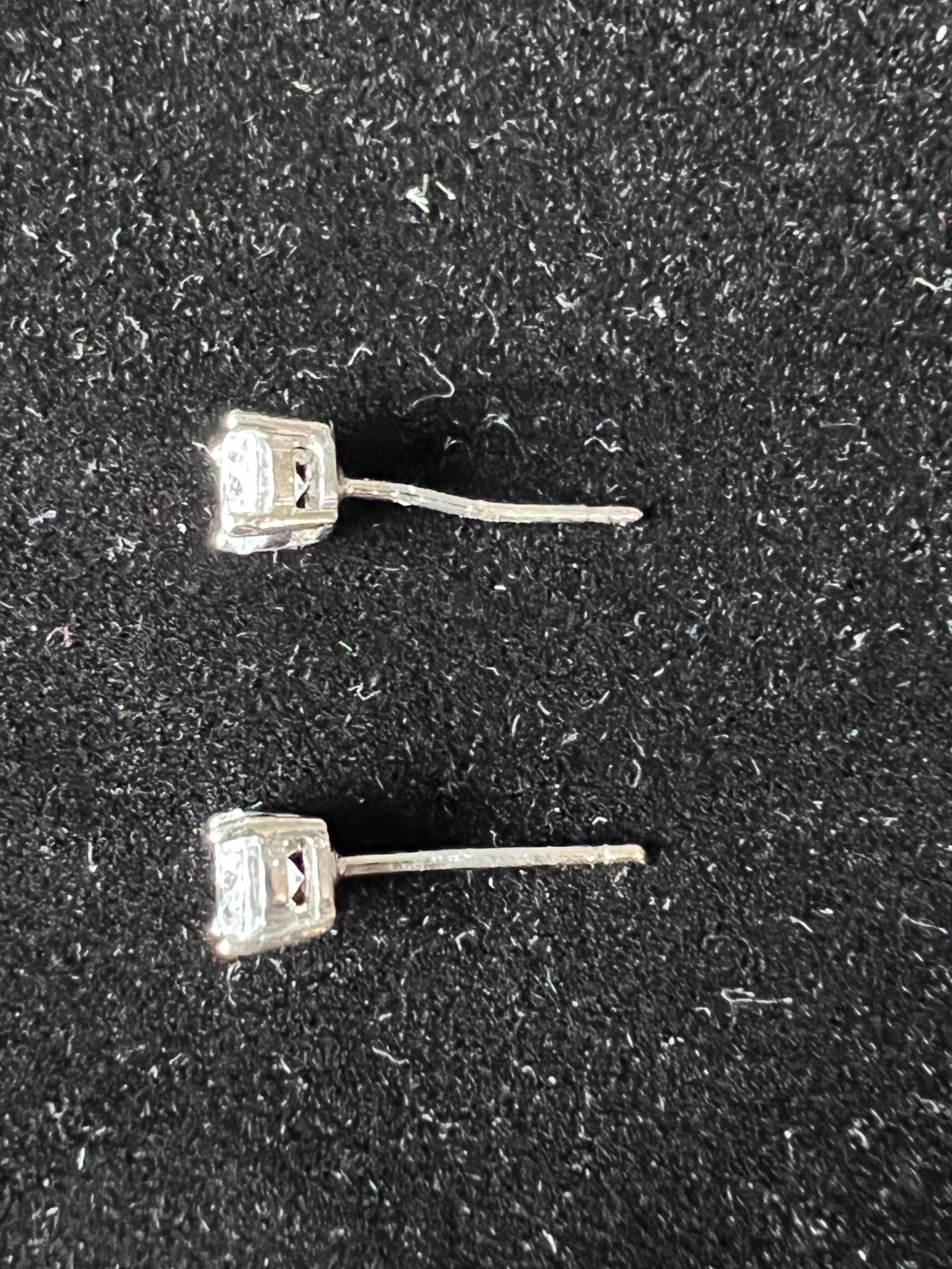 Vintage Clear 5mm Crystal Earrings Solitaire Pierced Studs 4-Prong Silvertone *