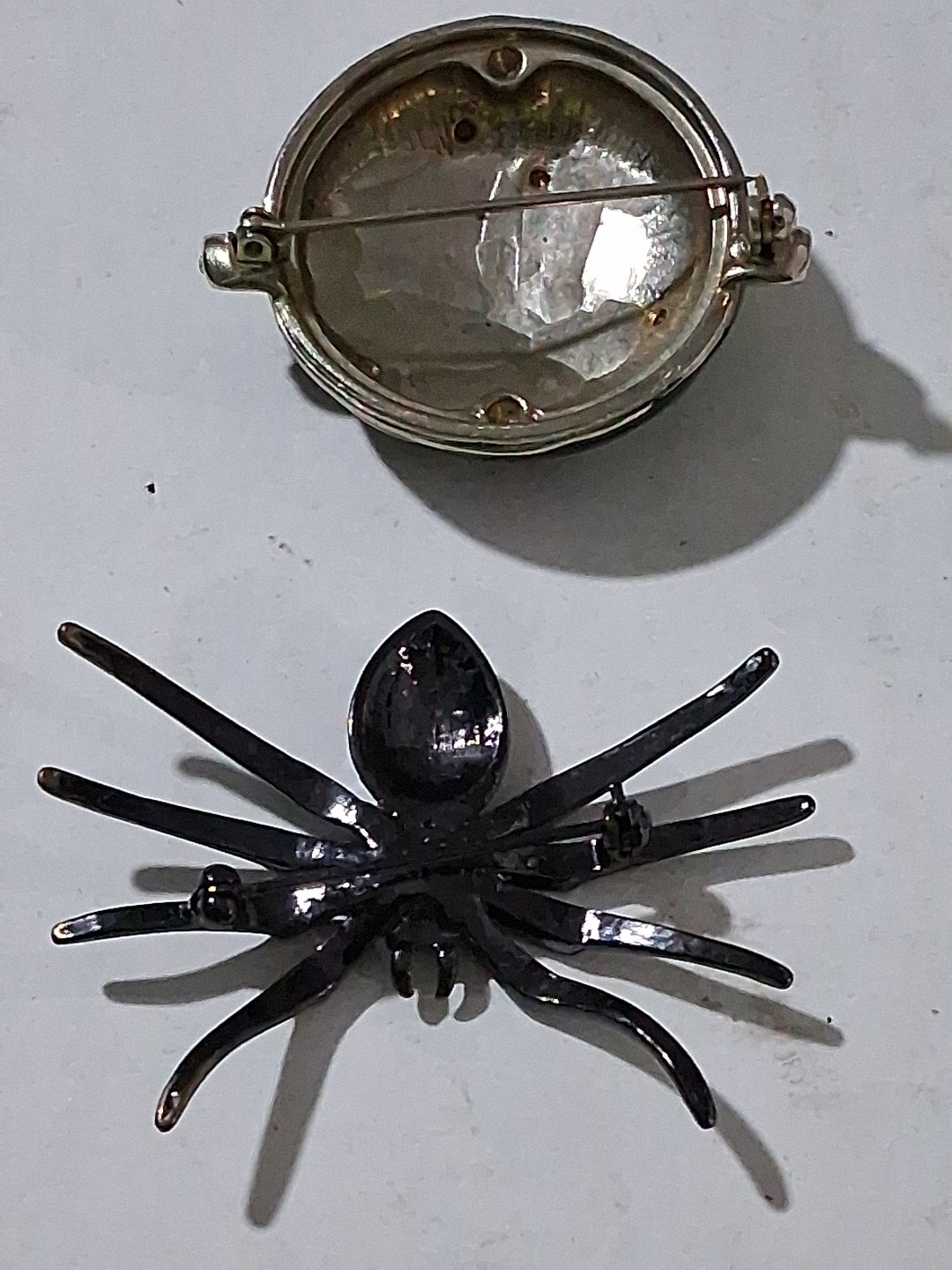 Vtg Costume Jewelry (4) Brooches Lot Signed Unsigned Rhinestone Missing