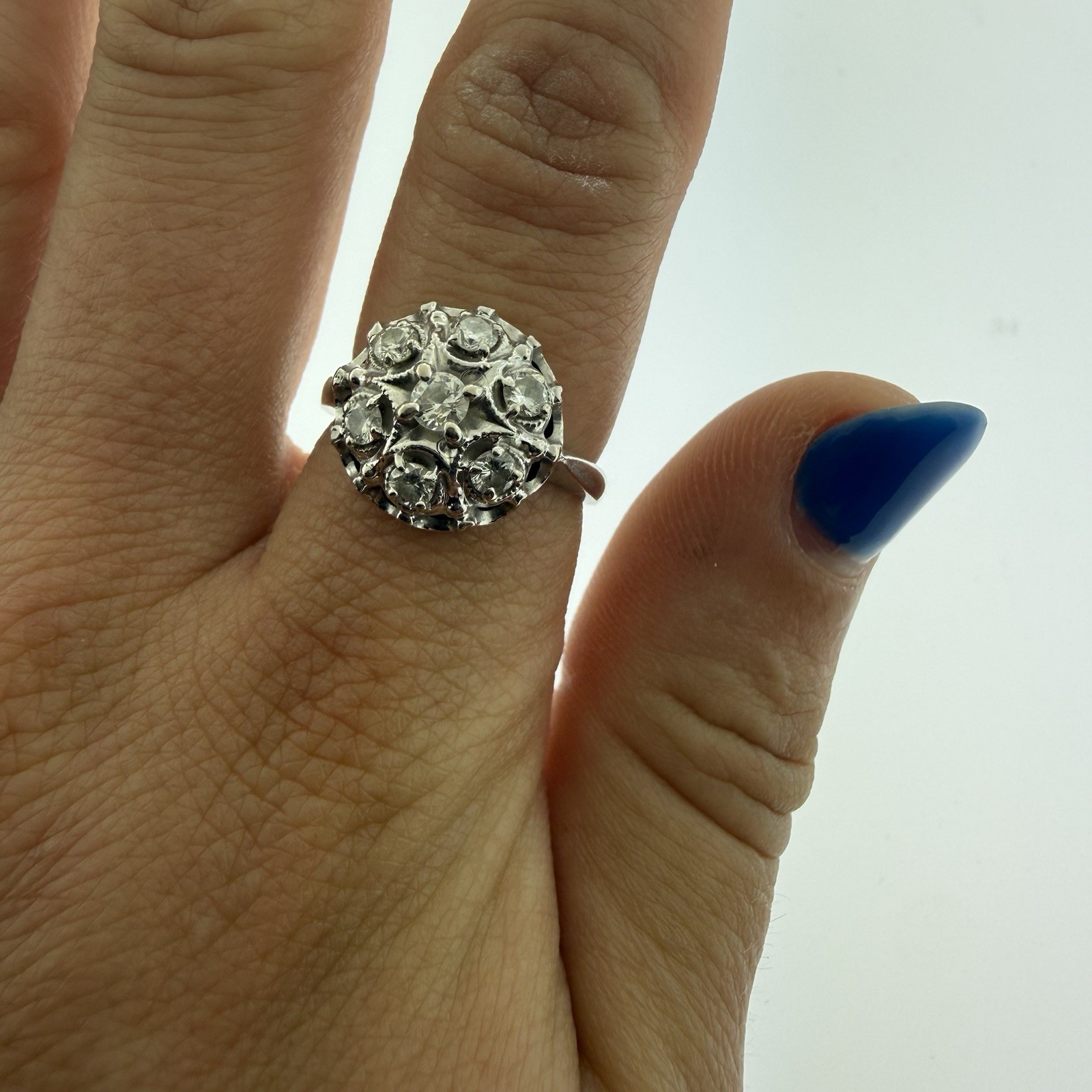 VINTAGE Estate 14k White Gold NATURAL Diamond 0.40CTTW Ring–Size 6
