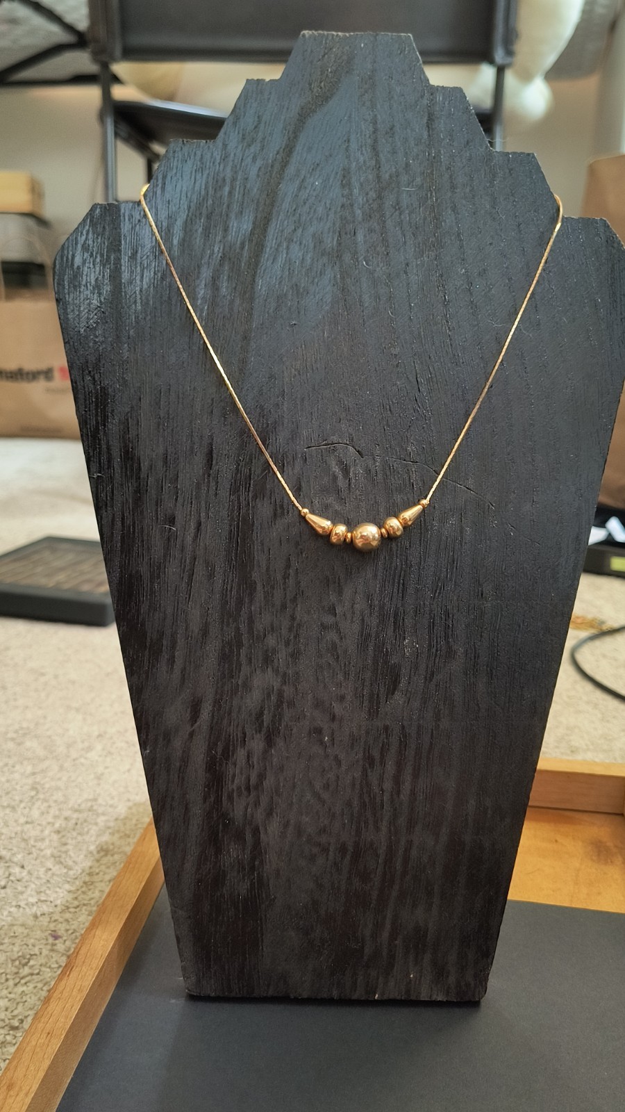 VTG Retro / Art Deco Bead Necklace in Goldtone, Ancient Theme & Style, 18 inche