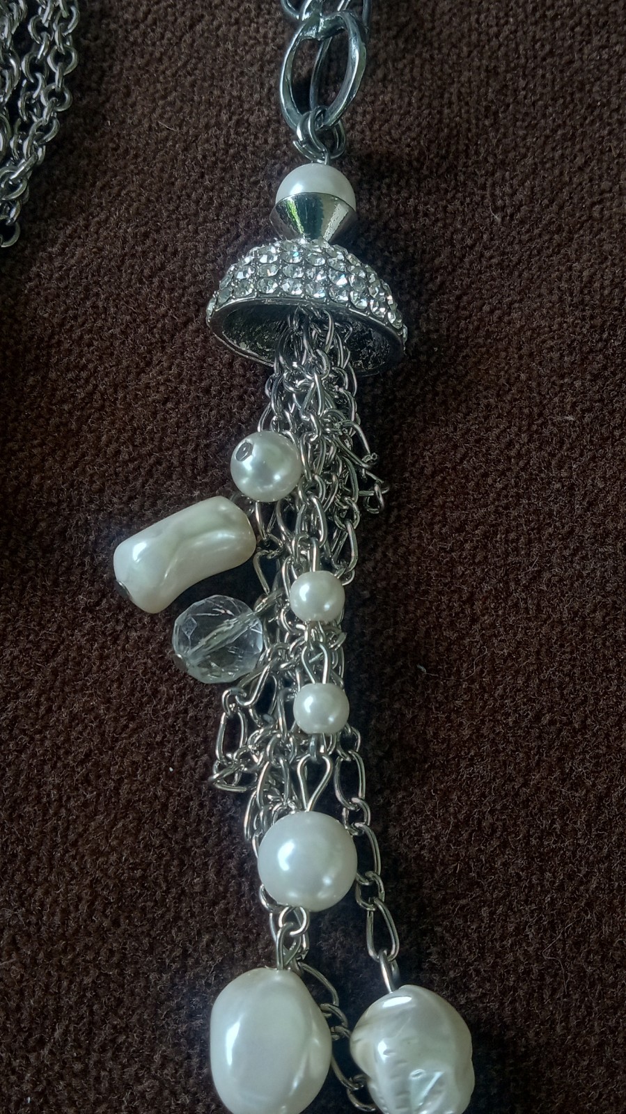 Lot of 2 Vintage Multi Strand Silvertone Tassel Necklaces