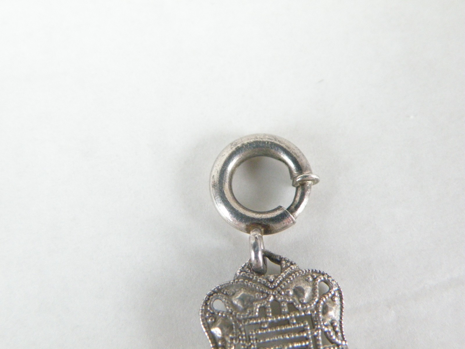 Art Deco Sterling Silver Sapphire Paste Filigree Station Antique Bracelet 7.5″