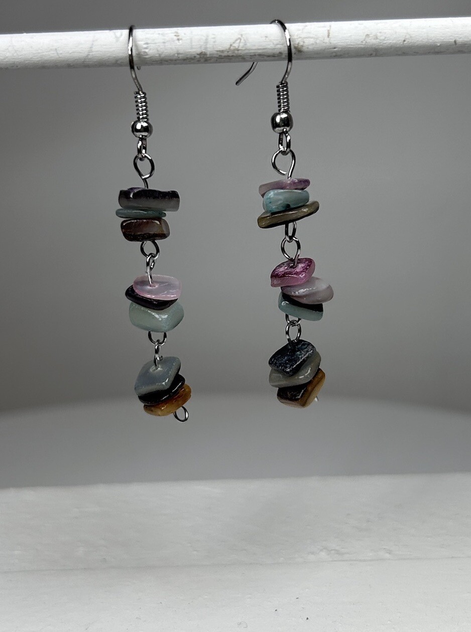 Vintage Earring Silver And Multi Colored Stones Unique Design For Any Occasion