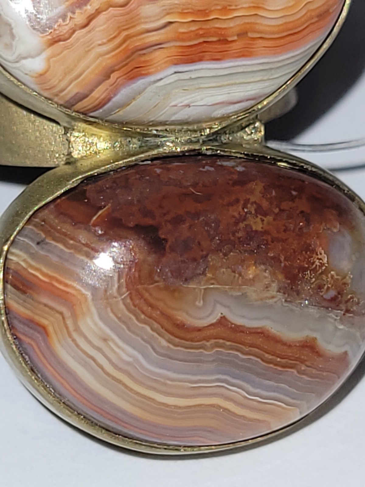 Vintage Aureus & Argent Ring Goldtone Multicolored Agate Statement Sz 6 Signed