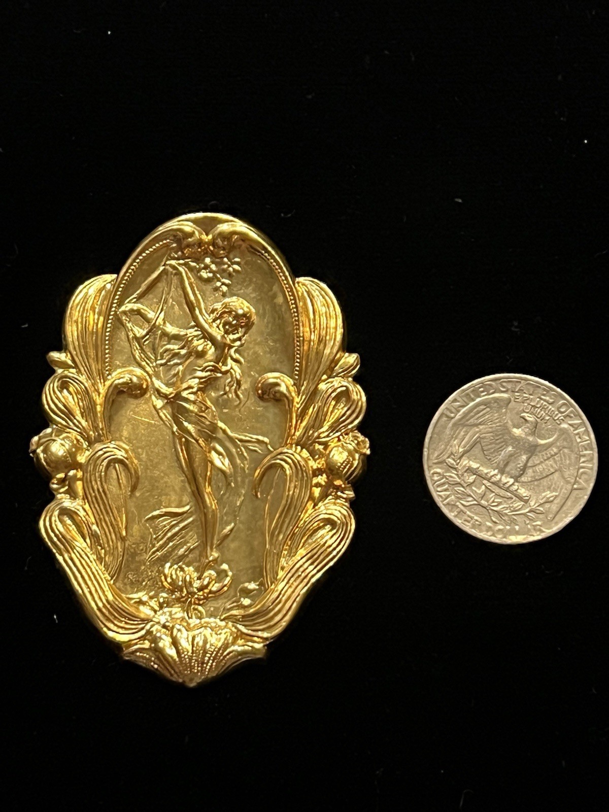 Large Vintage Gold Plated Brass Stamping for Jewelry Design NOS 22K Gold Plated
