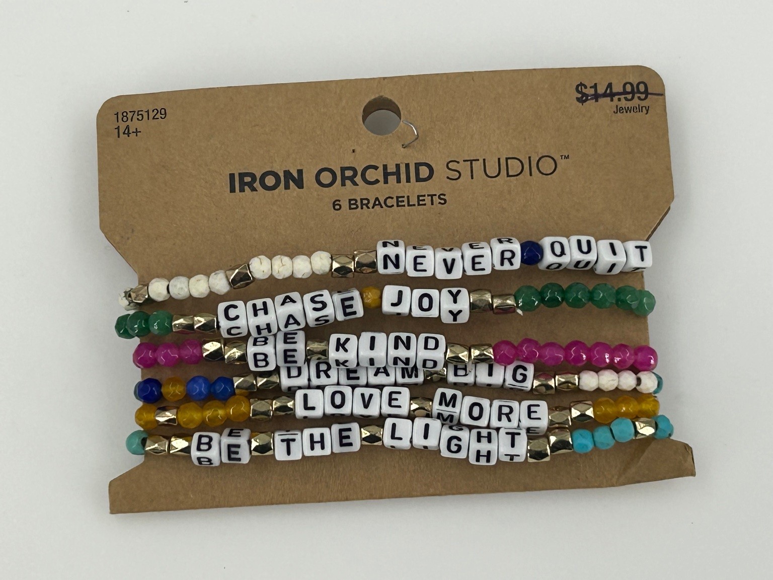 Iron Orchid Studio Beaded Stretch Bracelet Set Inspirational Words
