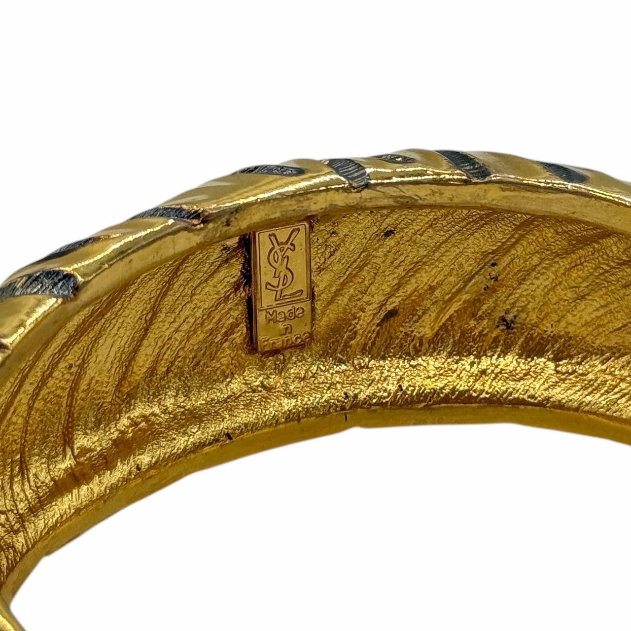 Vintage YSL Robert Goossens Gold Tone Zebra Cuff Bracelet France