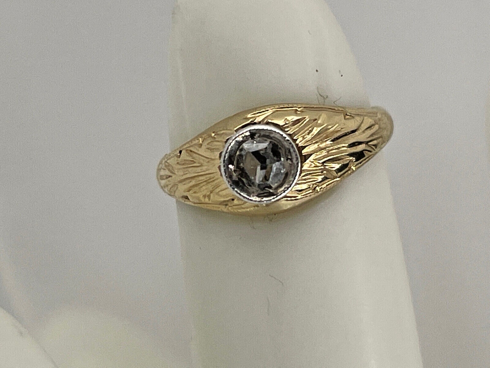Vintage 14k Yellow Gold .06 Ct Rose Cut Diamond Baby Ring Size 1/2 – 1.4 Grams