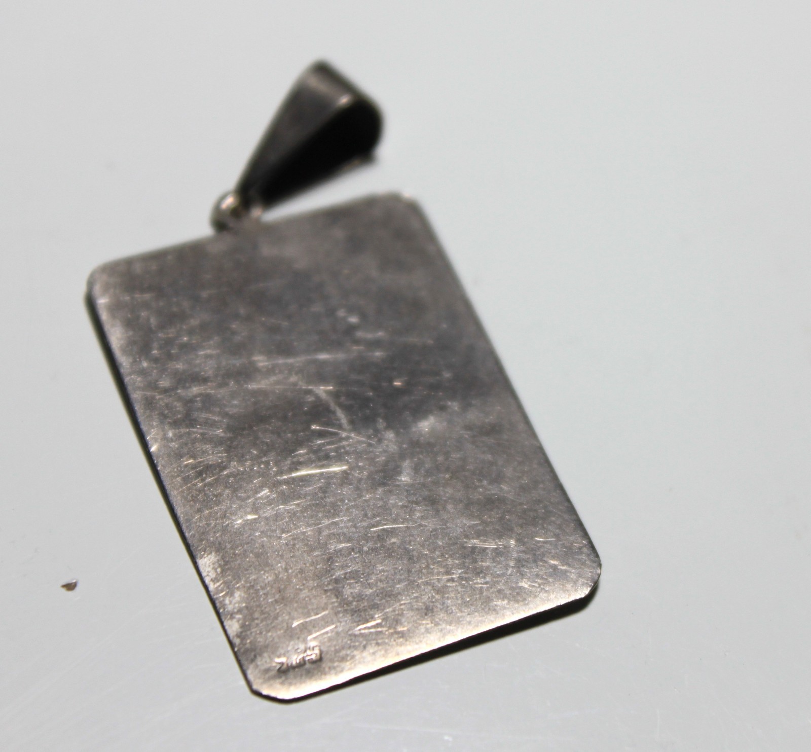 Vintage Peru 925 Sterling Silver Initial Monogram MR Pendant Plate Travel 90s