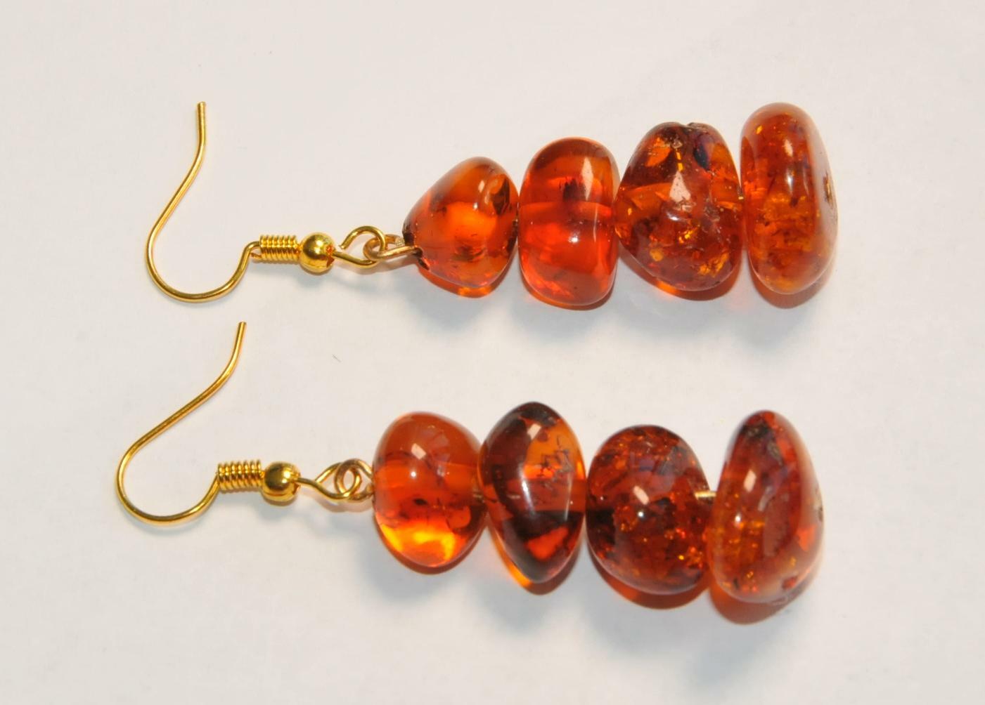 VINTAGE RUSSIAN SOVIET BALTIC SEA AMBER EARRINGS 老琥珀 USSR KALININGRAD STONE ROCK