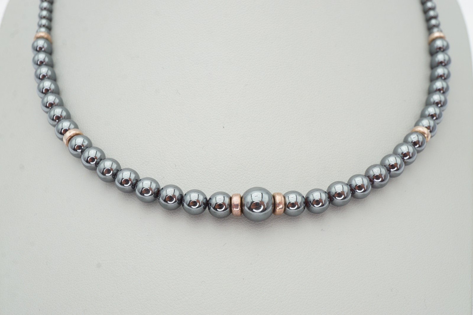 Vintage Sterling Silver 925 Hematite Necklace 18″