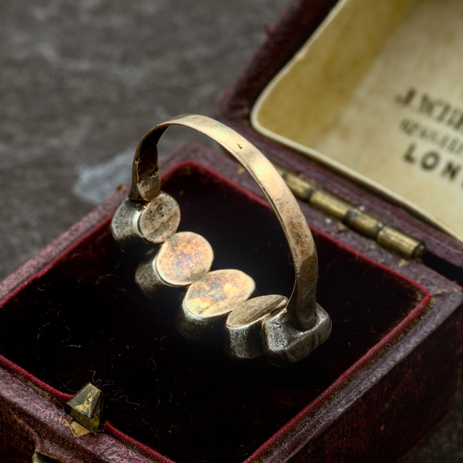 RARE ANTIQUE GEORGIAN PERIOD 14K GOLD SILVER ROSE CUT DIAMOND RING c1790