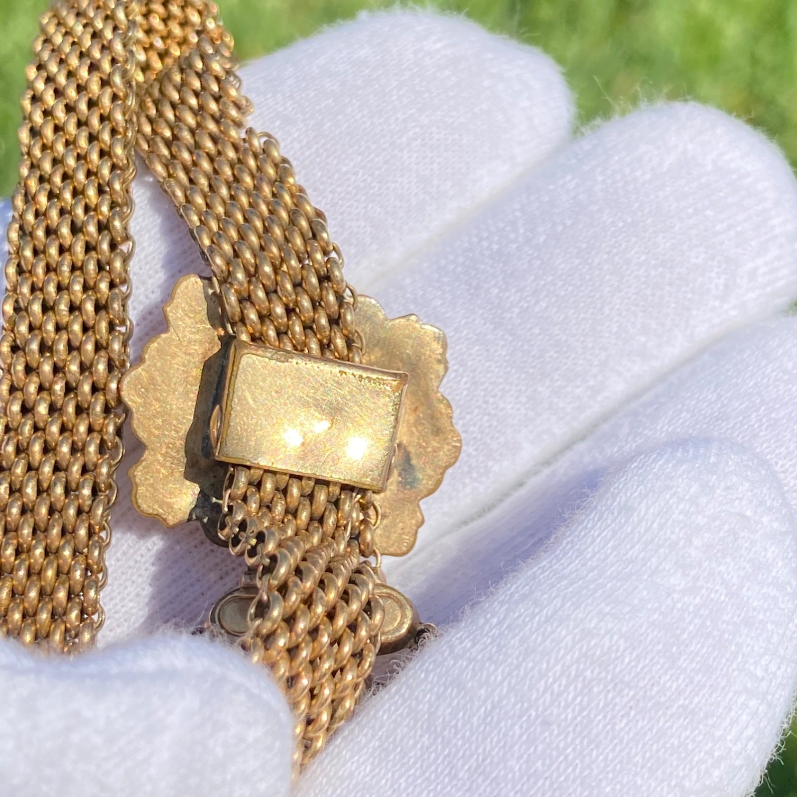 Antique Gold Filled or Rolled Gold Victorian Mesh Slide Wedding Bracelet