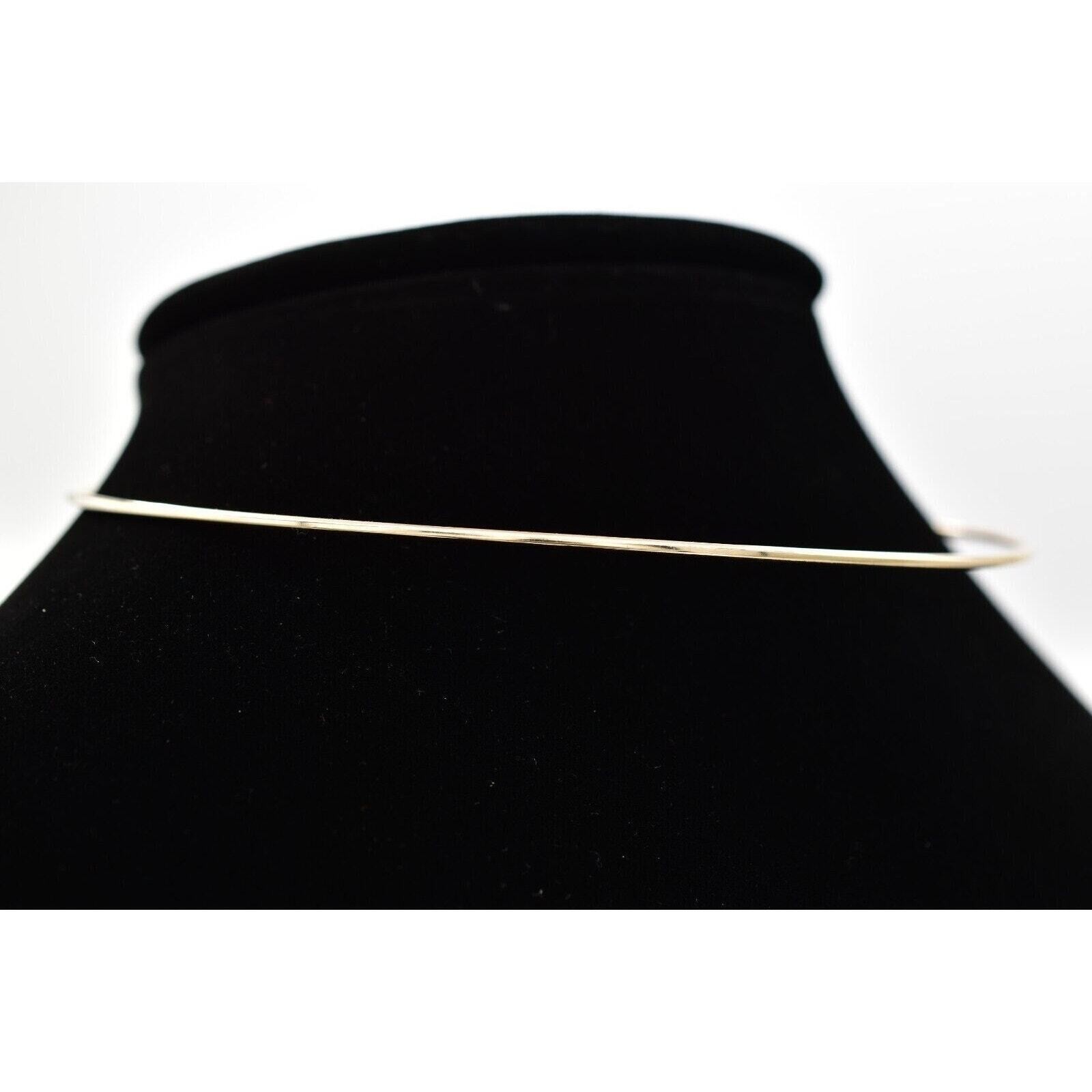 Vintage Choker Necklace Simple Wire Collar Gold Tone Metal Round Shiny NOS 1980s
