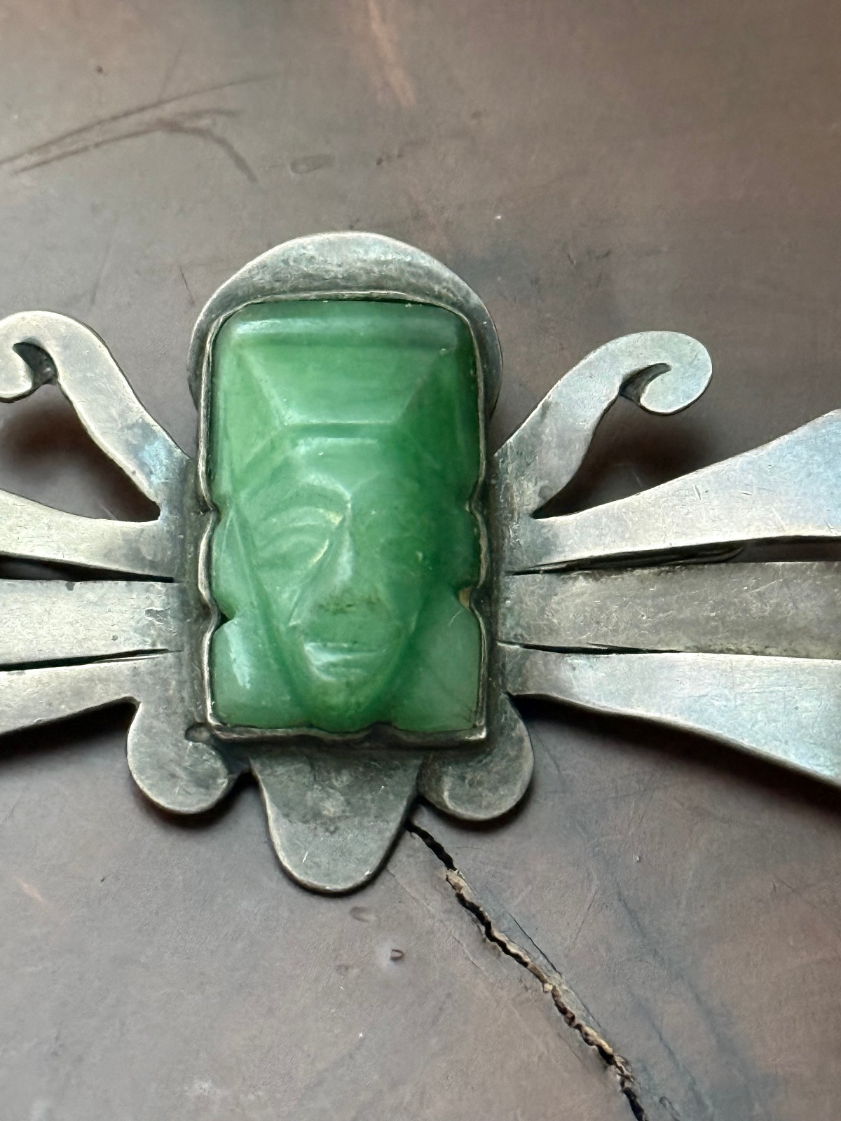 Taxco 980 Carved Face Brooch