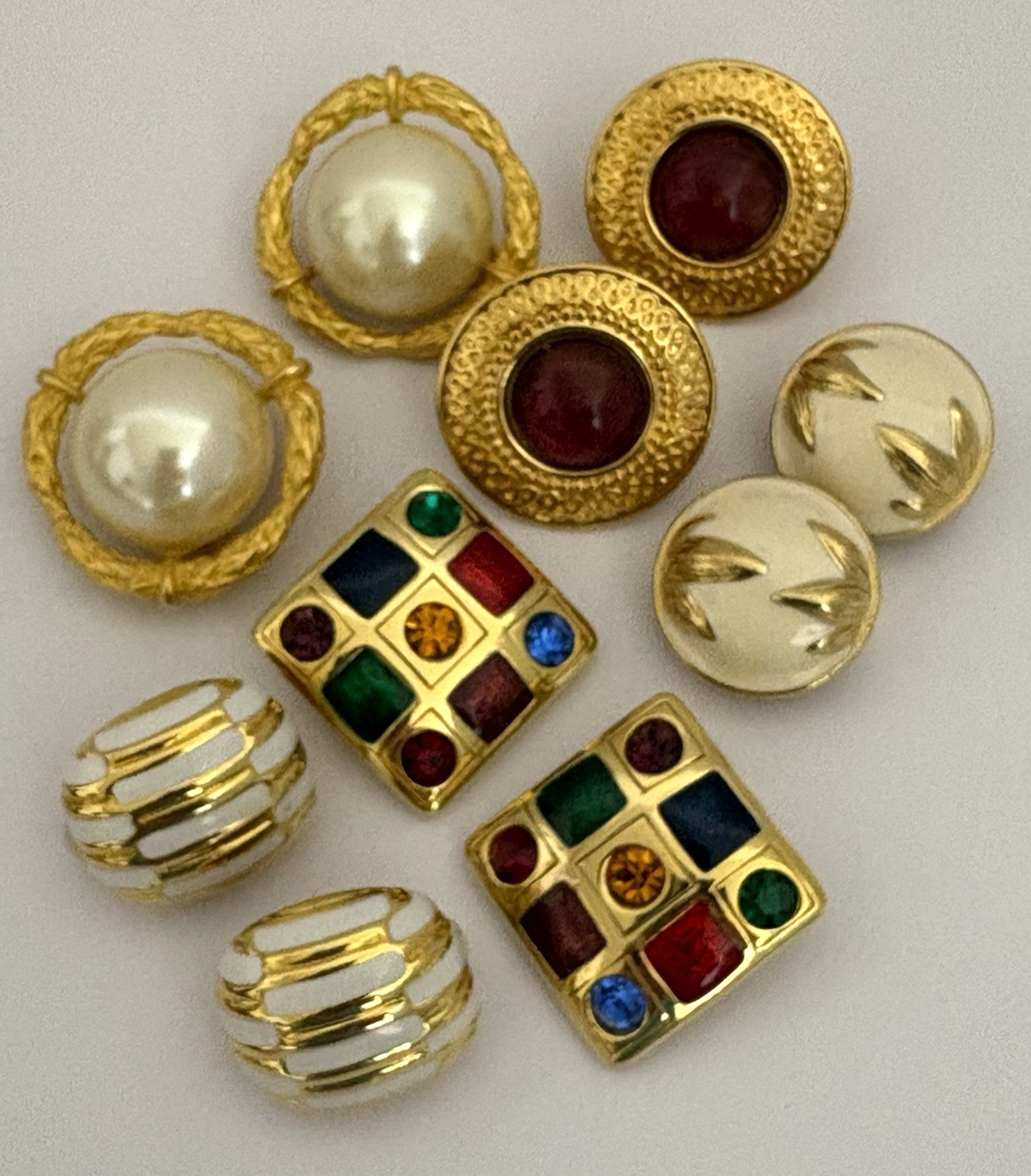 Vintage Jewelry Lot Gold Tone Clip On Earrings