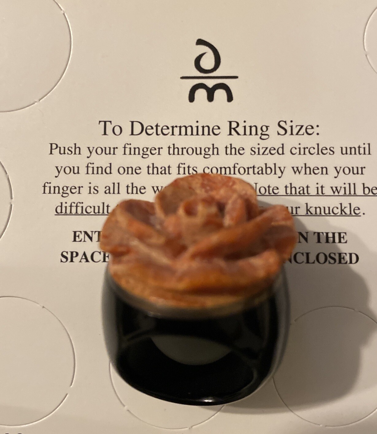 Vintage Onyx Silver Sponge Coral Carved Rose Ring Sz 6?