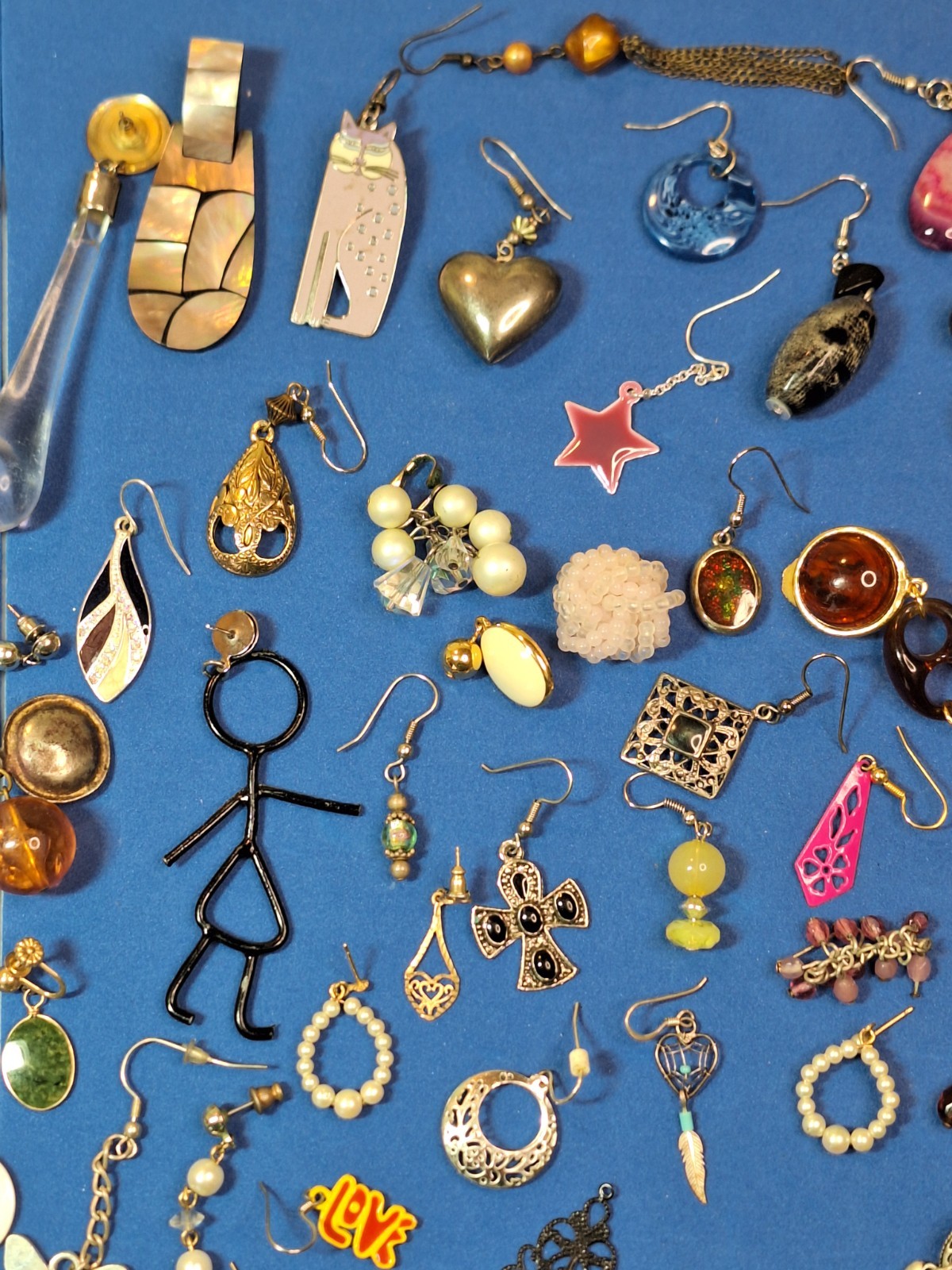 129 pc Single Pierced Earring Lot Rhinestones Dangles Animals Crafts Over 1-lb