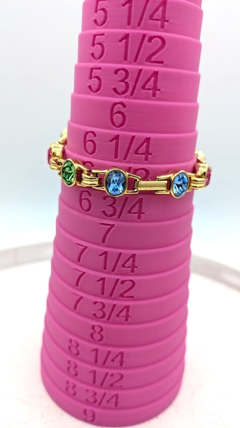 Vintage Rhinestone Bracelet Gold Tone Multicolor UV Reactive Glass Glow