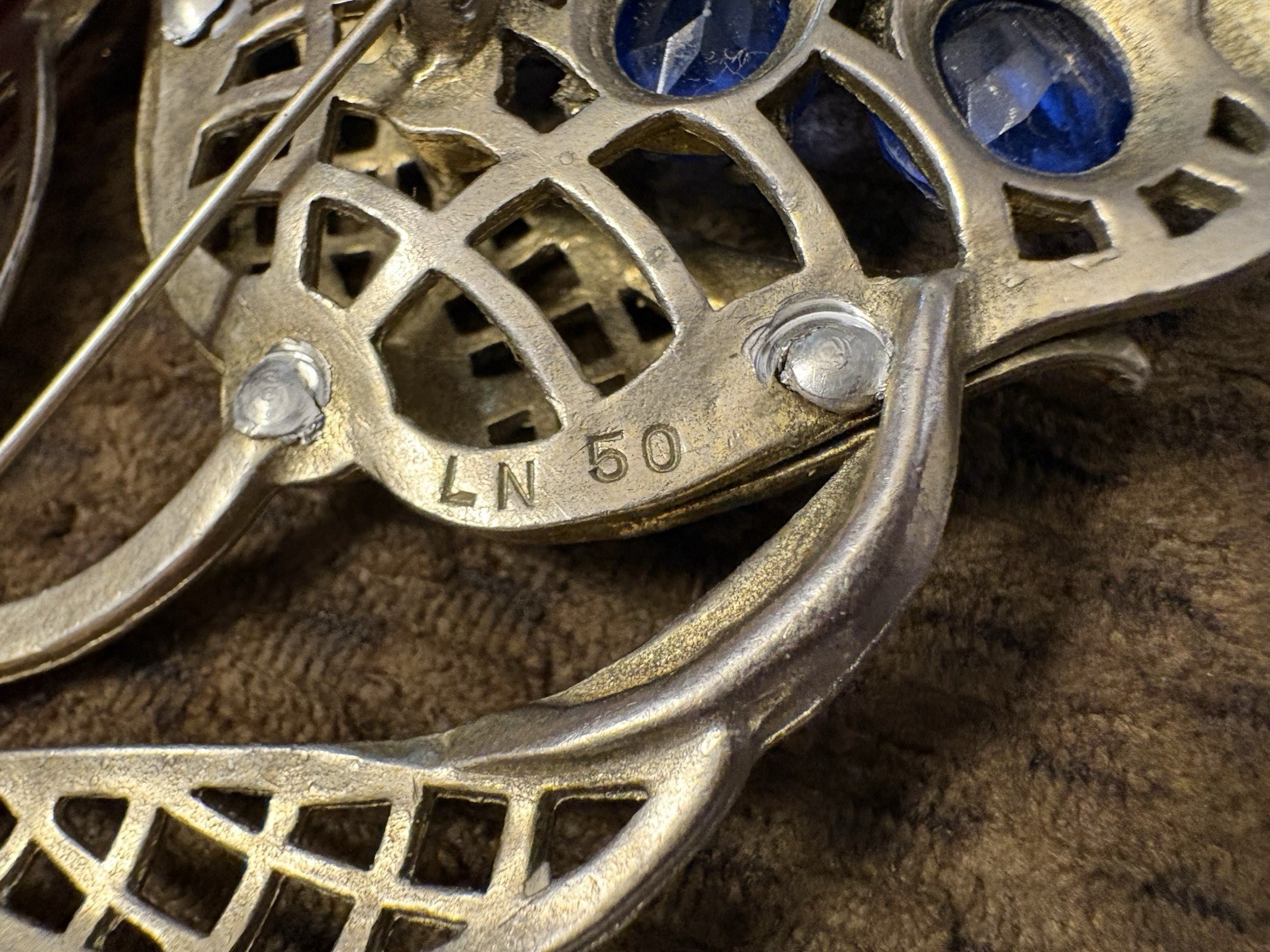 vintage “Little Nemo” rhinestone flower basket brooch