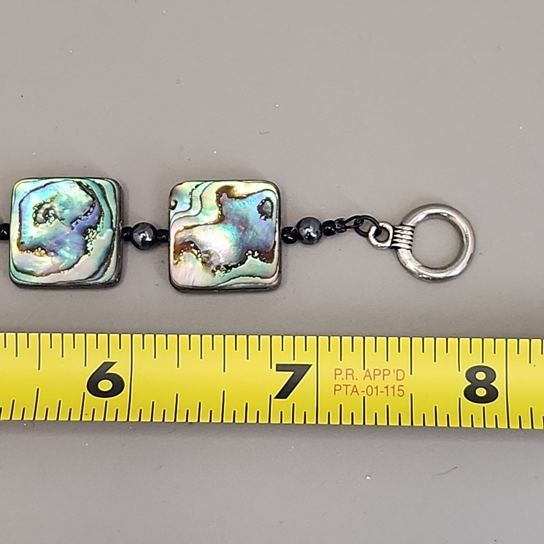 Abalone Bracelet Square Beaded 7.25″