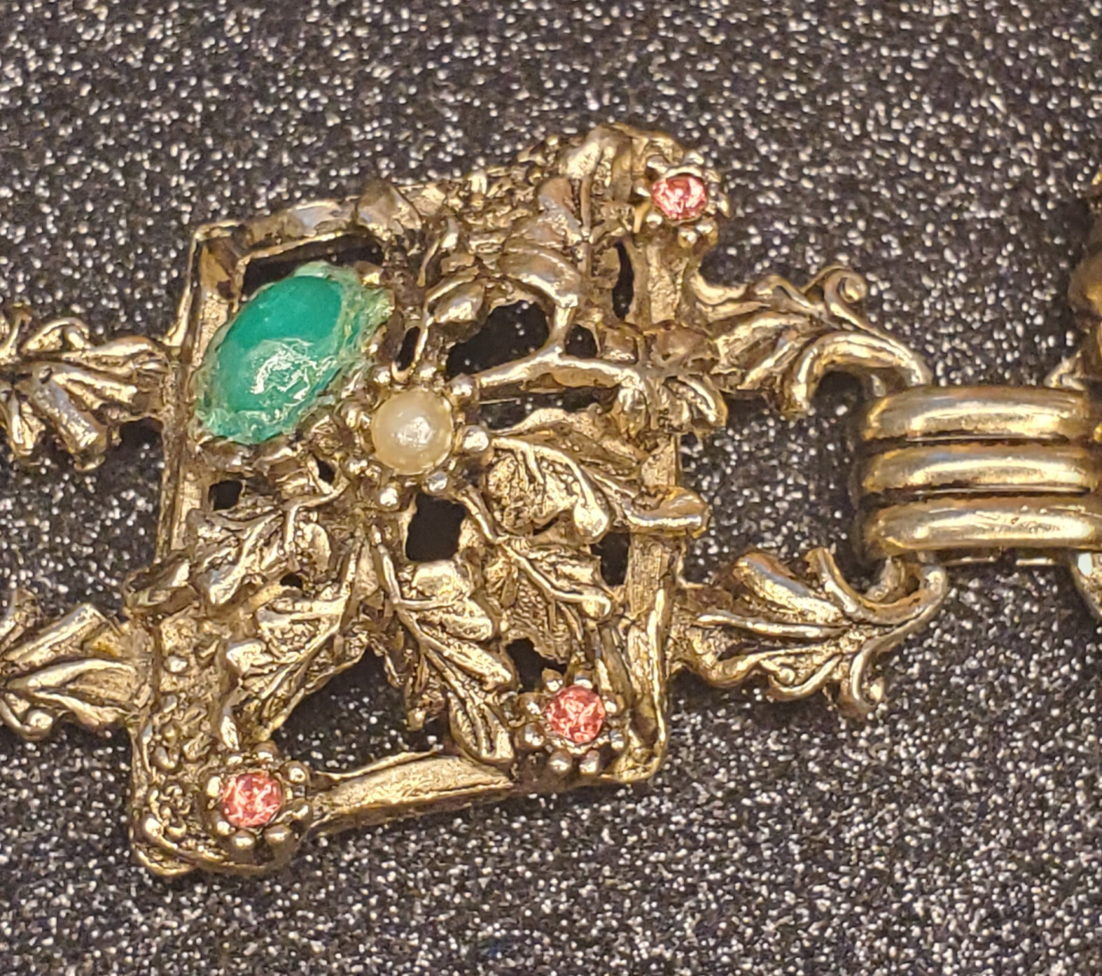 Victorian Style Ornate Foliage Beaded Link Panel Bracelet Florenza? No Hang tag