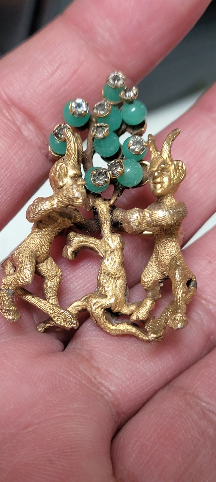Antique Rare De Nicola Mystical Creature Faux Gem Pendant Brooch