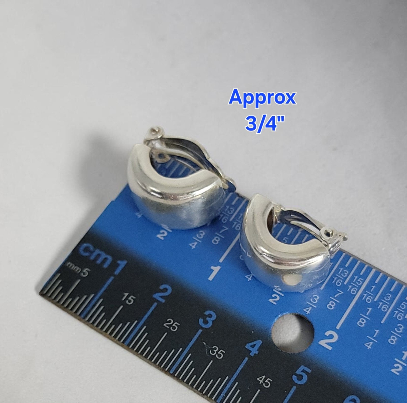 925 Sterling Silver Modernist Thick Domed Half Hoop Clip On 3/4″ Earrings 11.7g