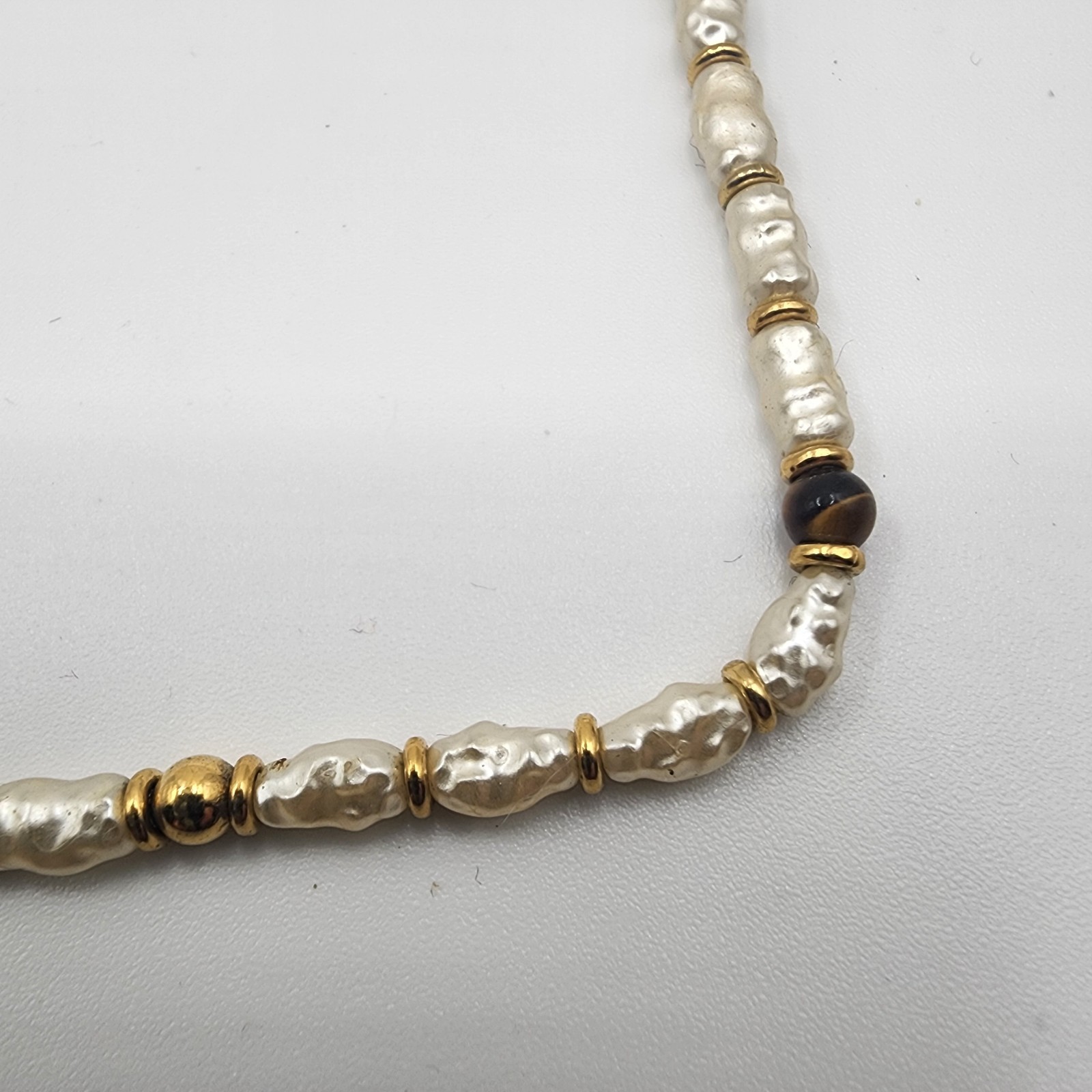 Vintage Signed Napier Women’s Necklace Gold Tone With Beads 30″