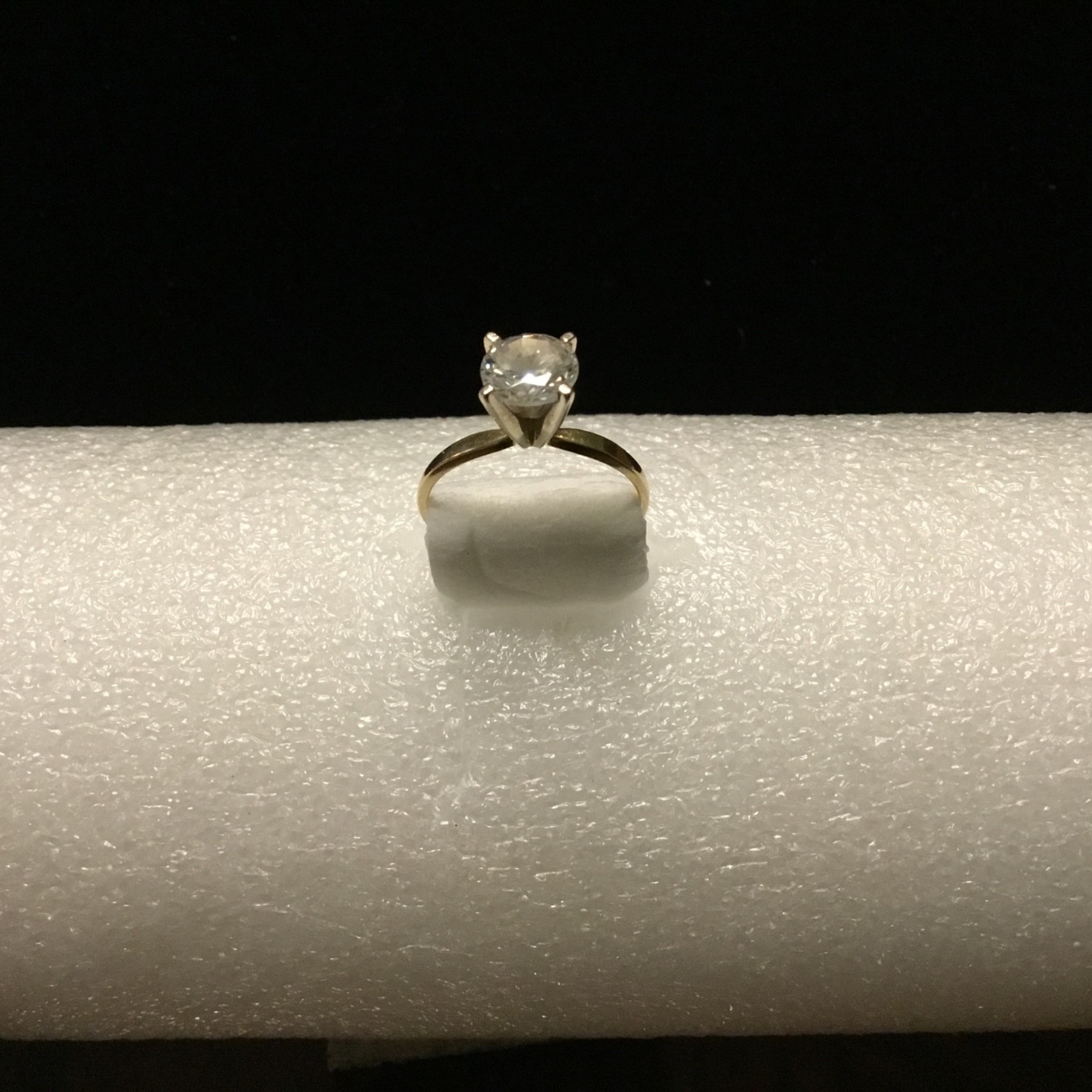 14K Gold Round Cut Solitaire CZ Dainty yet impressive Engagement/ Promise Ring