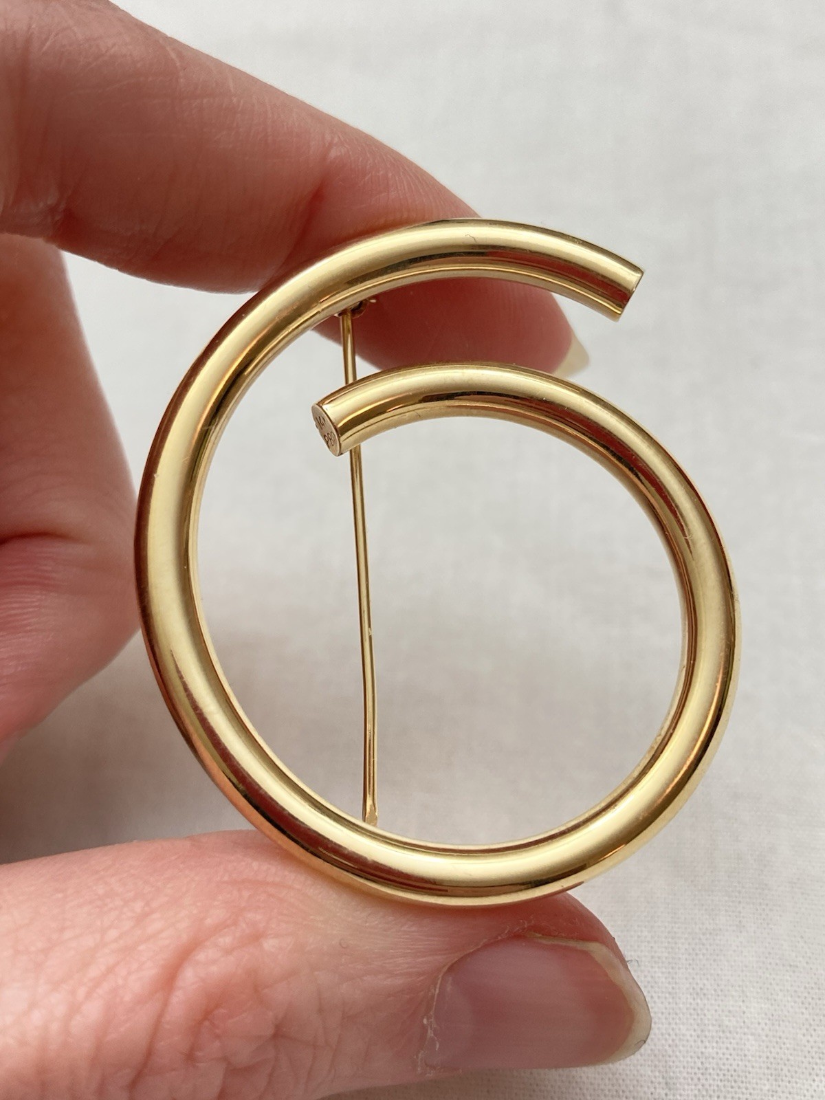 Estate Vintage 1 5/8″ PBD 14K Polished Yellow Gold Circle Spiral Pin/Brooch 4.5g