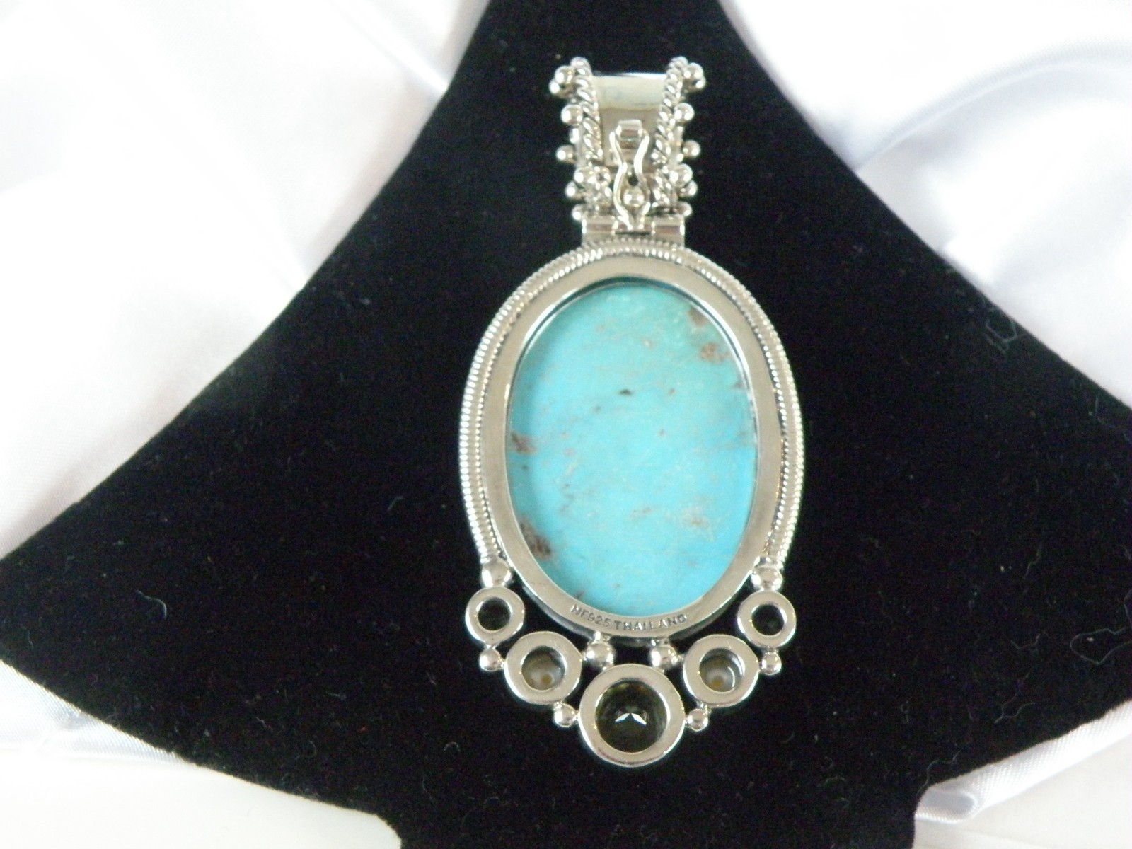Huge Sterling Silver 925 Turquoise Statement Heavy Enhancer Pendant
