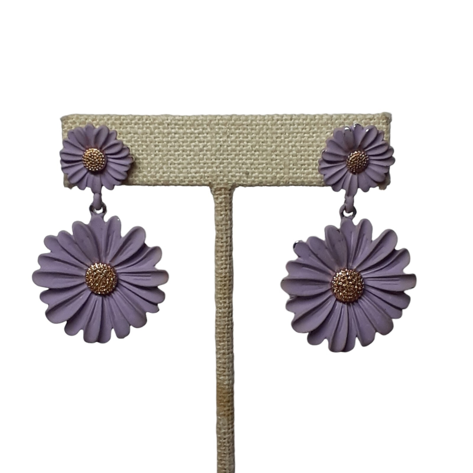 Pierced Earrings Lavender Daisy Dangle Drop Spring Summer Flowers