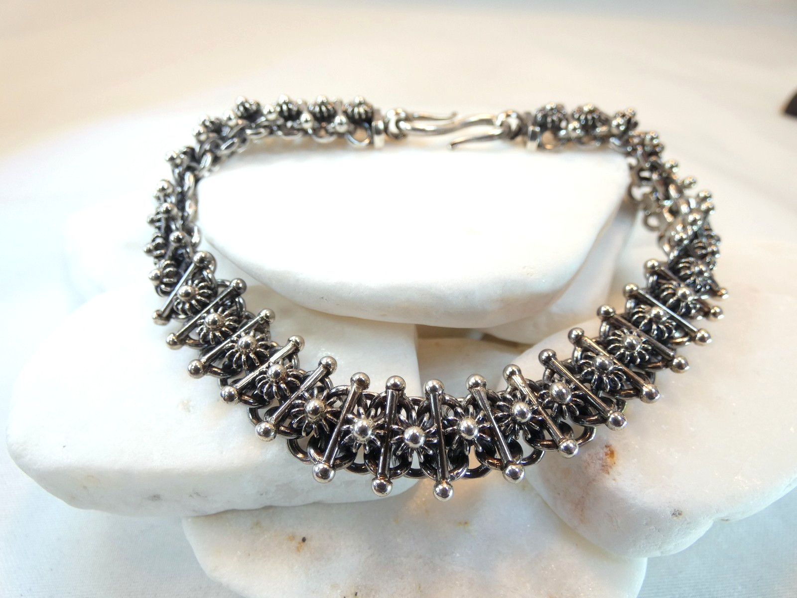 VTG Mens Sterling Silver Cannetille Filigree Etruscan Bracelet RARE 30g 8″ 10mm