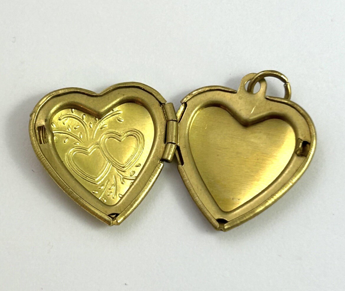 Vintage Heart Locket Charm Necklace Pendant For Women Double Heart Gift Brass