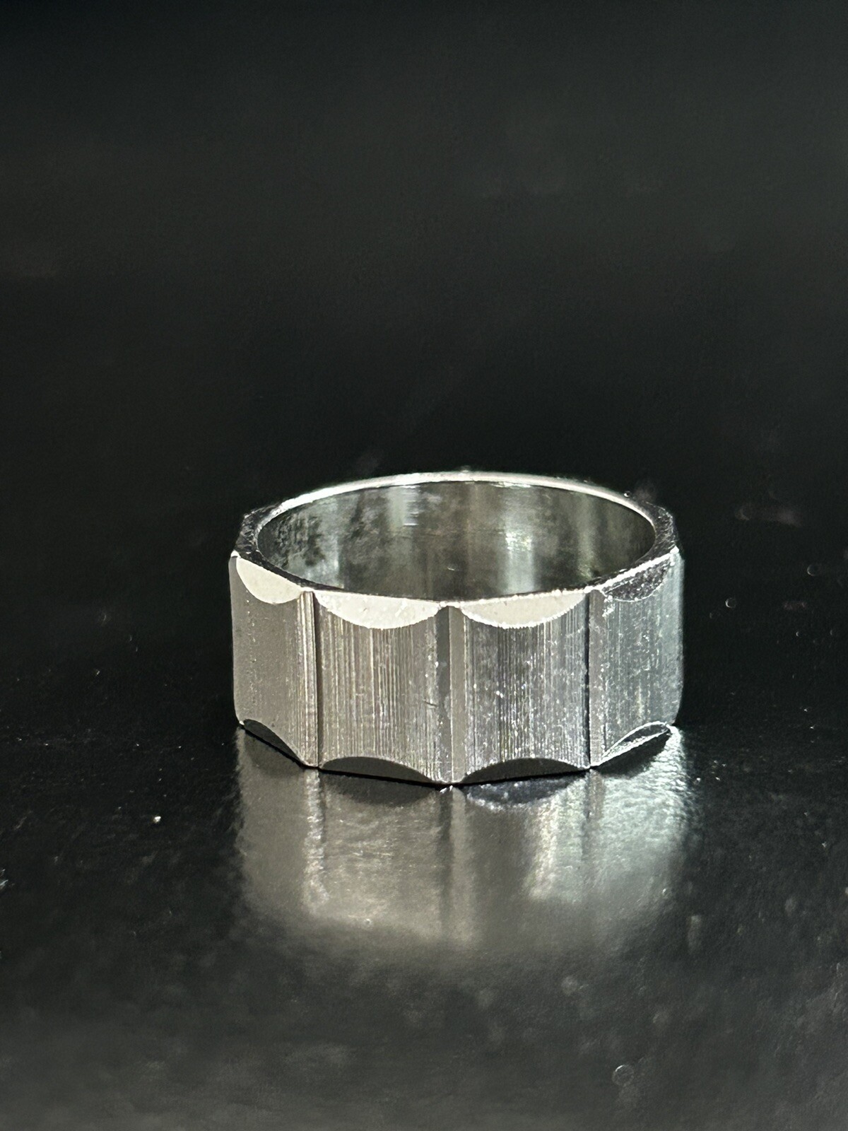 Ring Sterling Size 7 Sliver Square Block Band Rectangle Cut Carve Vintage